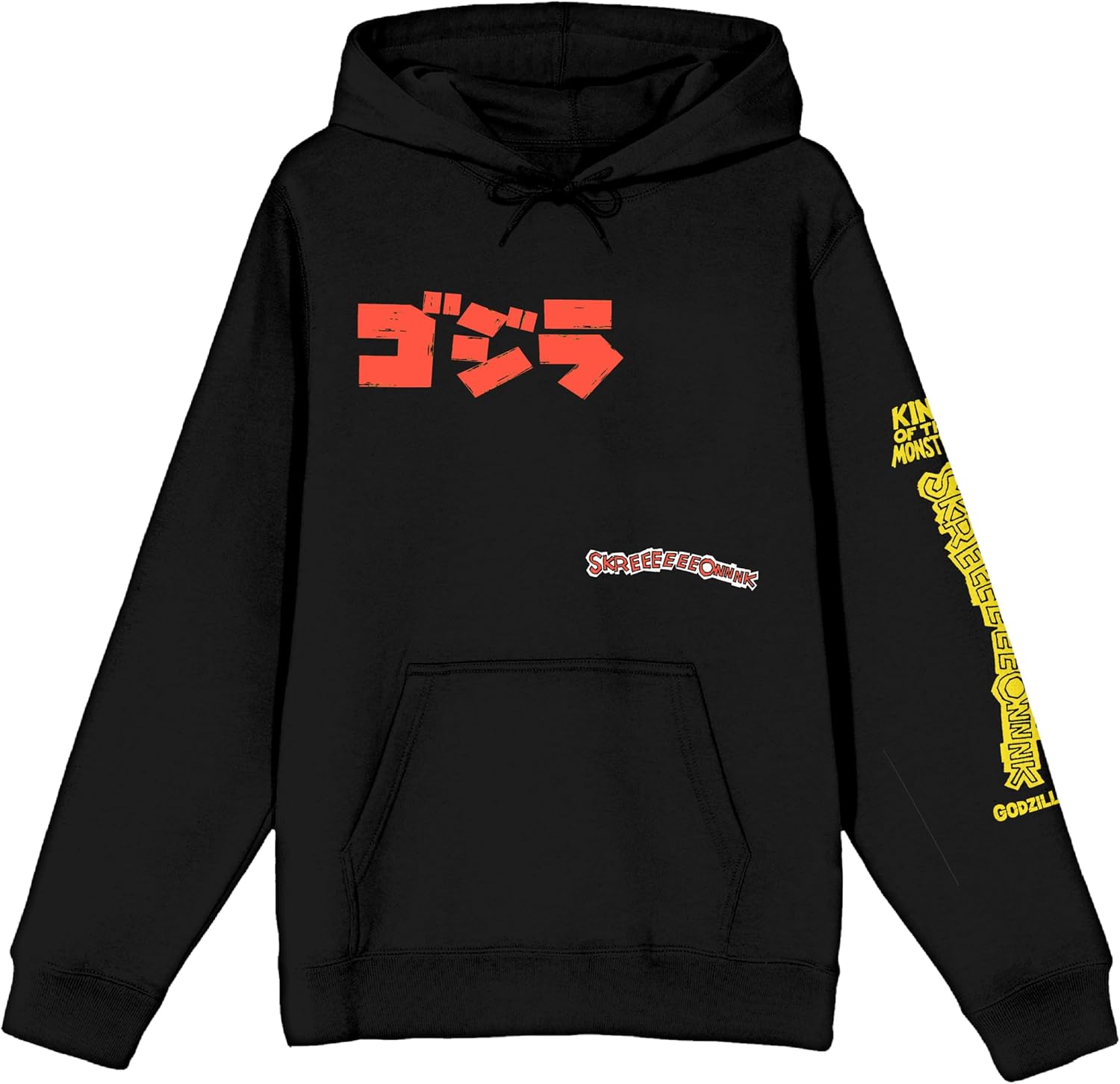 Bioworld Godzilla Classic Kanji Poster Art Men's Black Long Sleeve Hoodie Sweatshirt