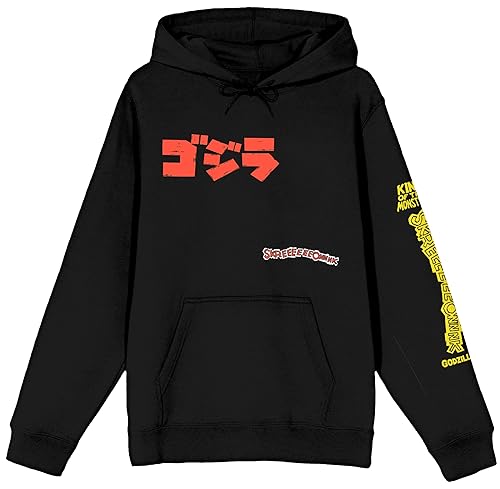 Godzilla Classic Kanji Poster Art Men’s Black Long Sleeve Hoodie