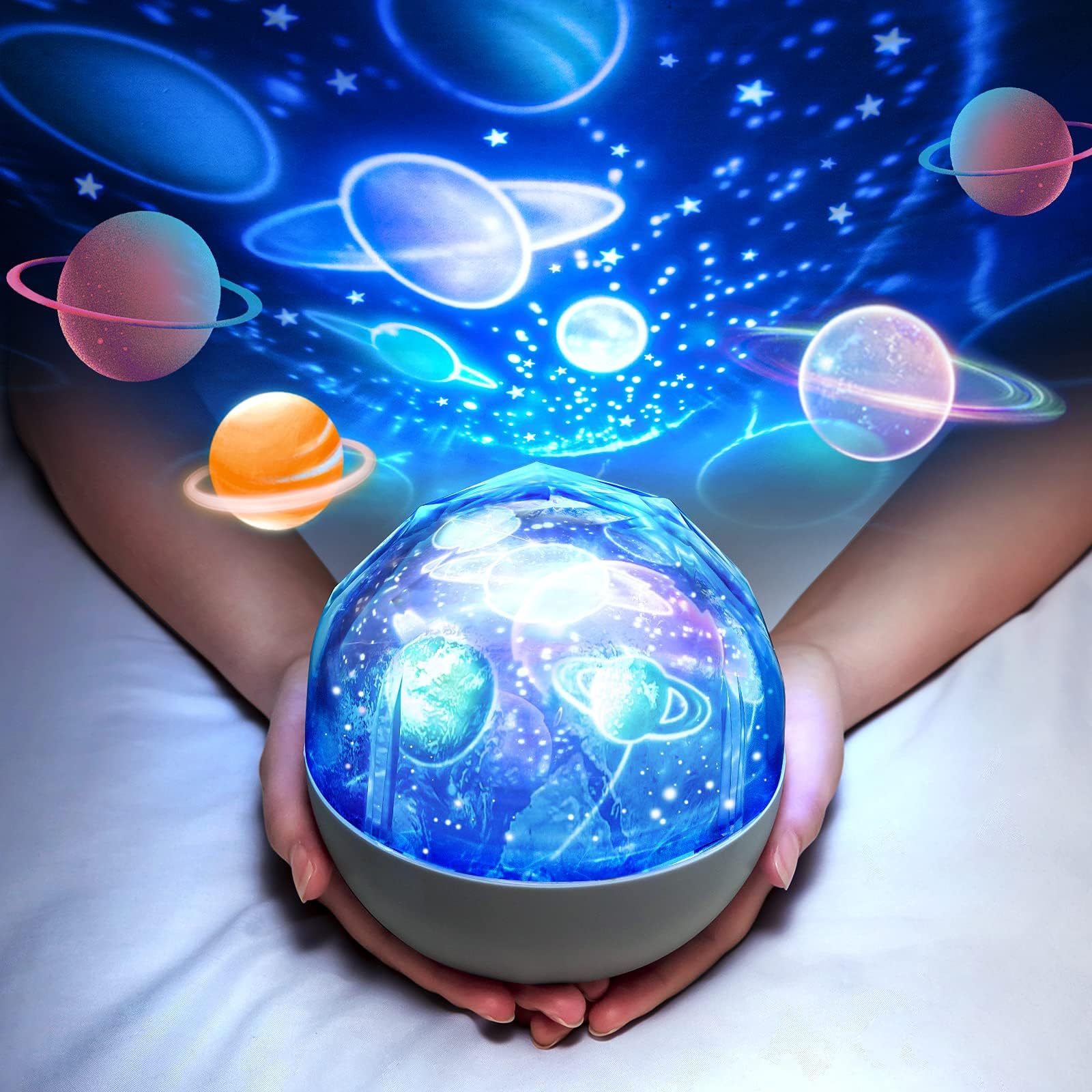 Star Night Light Projector for Kids,Universe Projection Lamp,Star Projector Cloud Moon Sky Birthday Ocean Galaxy,Romantic Star Sea Birthday Projector Lamp for Bedroom Gift,360°Rotating 5 Sets of