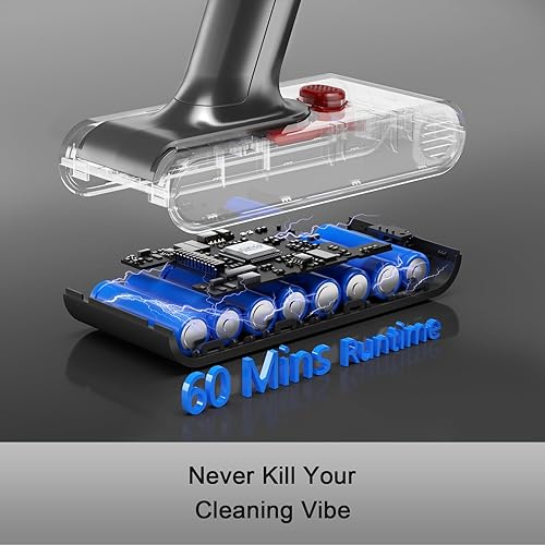 Miniatura 3 de Aspiradora inalámbrica, 550 W, 48 kPa, 60 minutos de tiempo de funcionamiento, aspiradora para el hogar, aspiradora de palo con pantalla