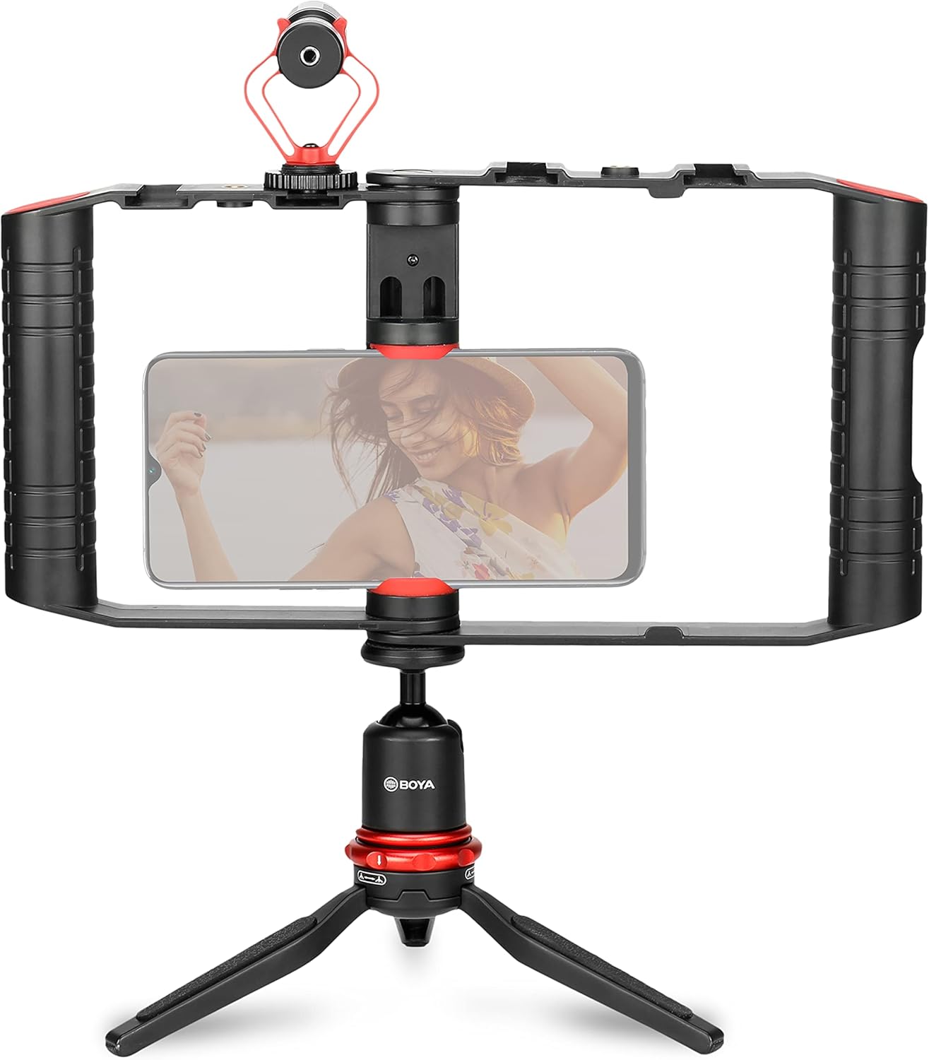 Walimex pro BOYA Smartphone Video Kit VG380 I Video Stabiliser I Video Rig with Microphone and