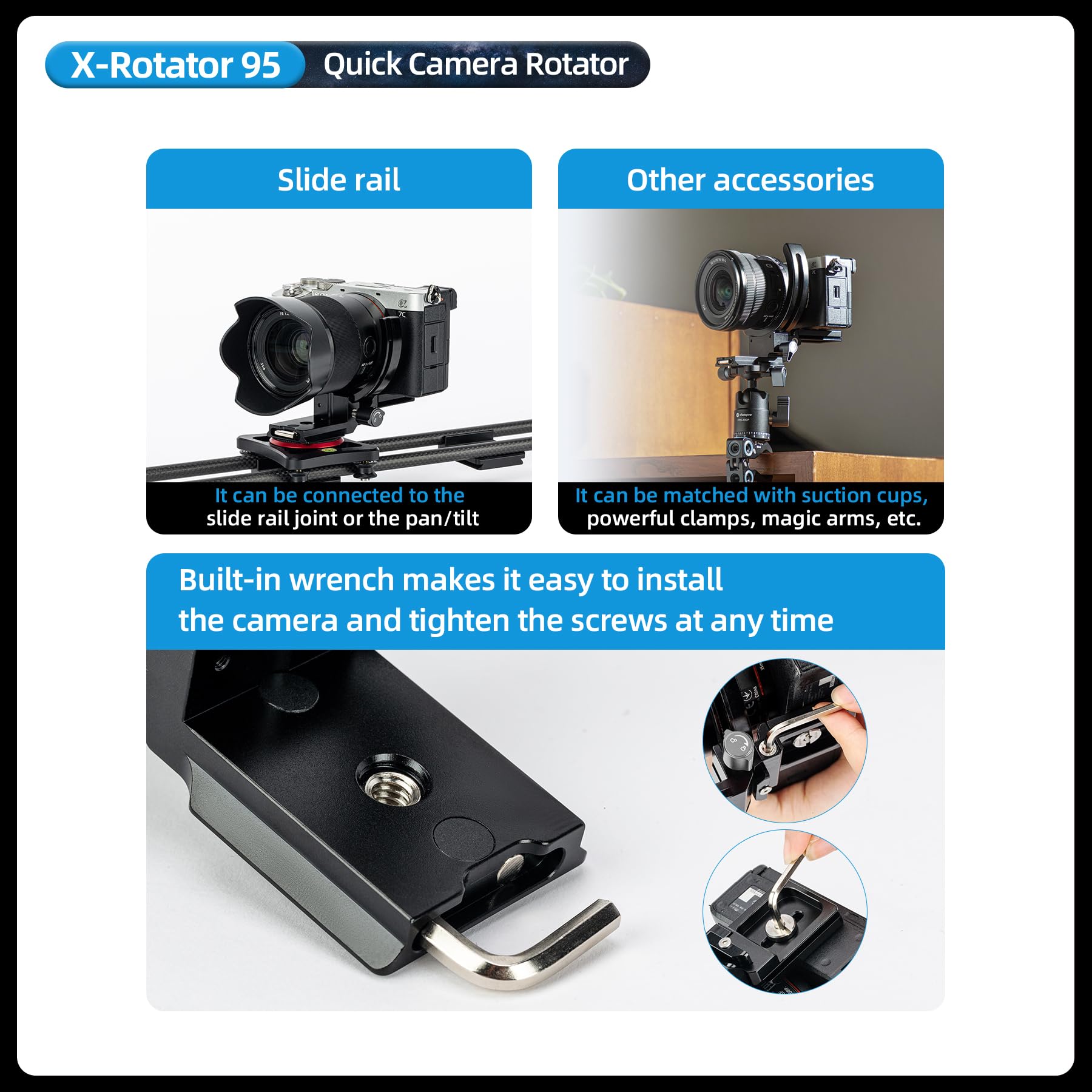 Staffa Verticale Per Fotocamera Fotopro - Anello Per Obiettivo Con Piastra Arca - Compatibile Sony Nikon Canon - Foto 8