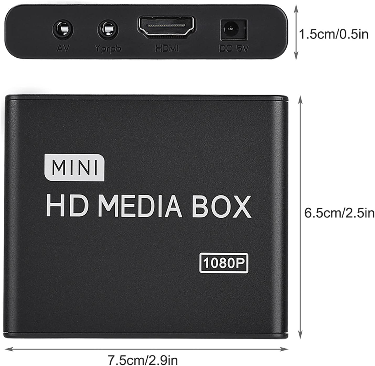 1080P Full-HD Digital Media Player, HDMI/AV/VGA Output, 7.1 Surround Sound, HDMI Media Player with Remote Control, 1080P HDMI TV Media Player for USB MMC RMVB MP3 AVI MKV(US Plug)