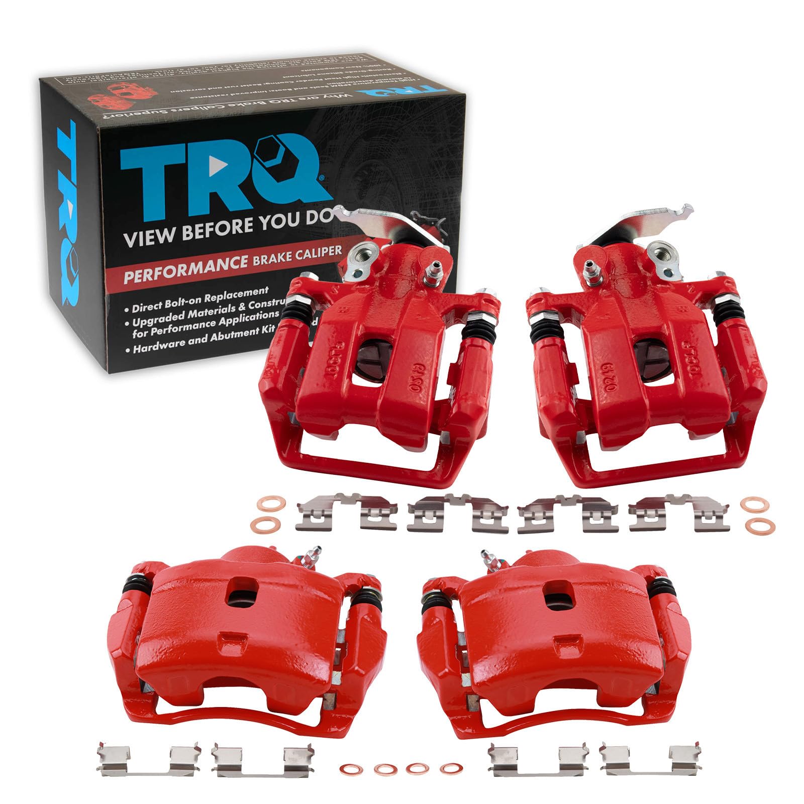 TRQ Performance Front and Rear Brake Caliper Set Coated Brackets Compatible with 2013-2017 Honda Accord