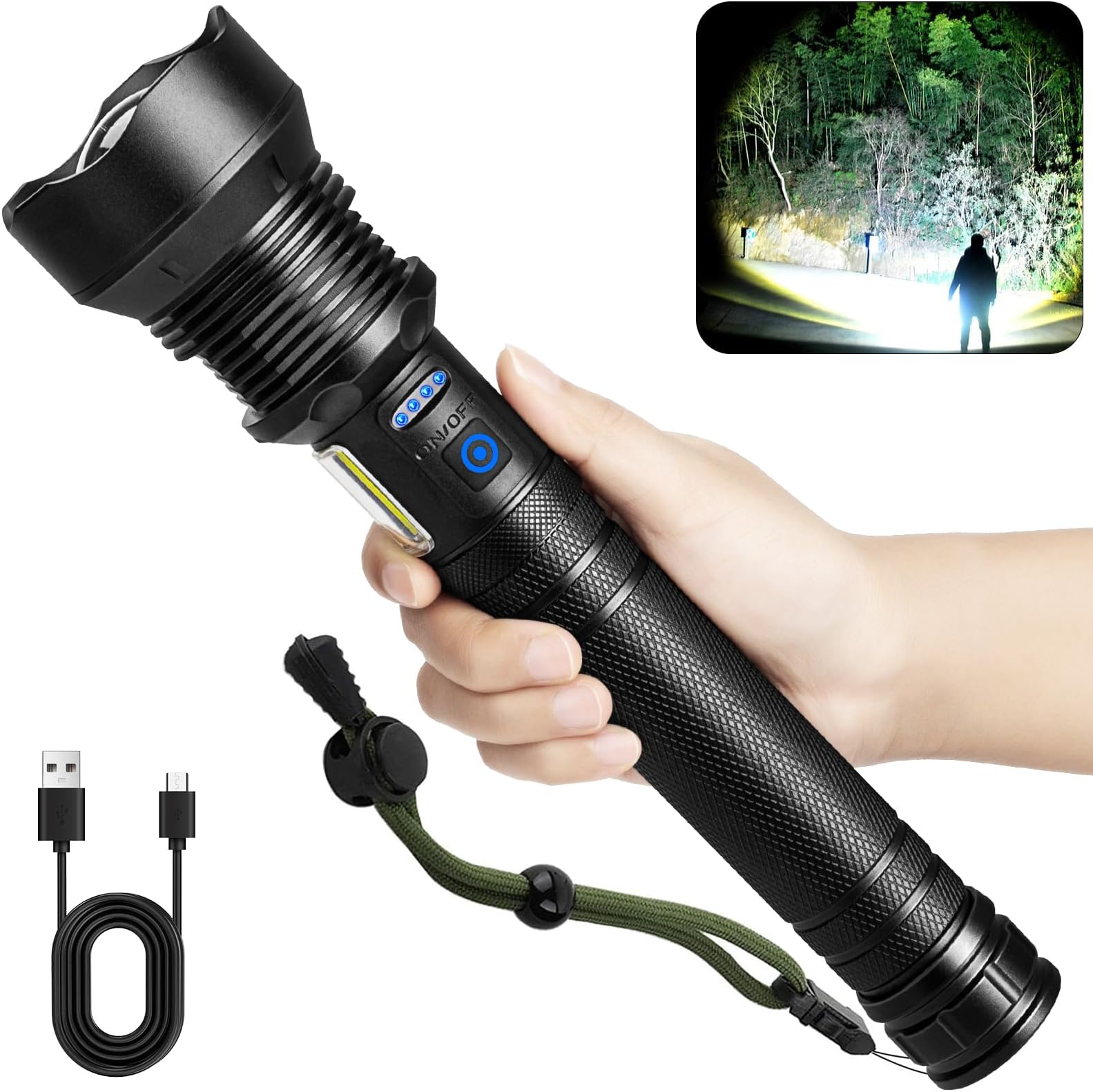Rechargeable LED Flashlights High Lumens, 99,000 Lumens Super Bright Flash Light with 7 Modes, Powerful Handheld Waterproof Flashlights for Home Emergencies, IPX6 Waterproof