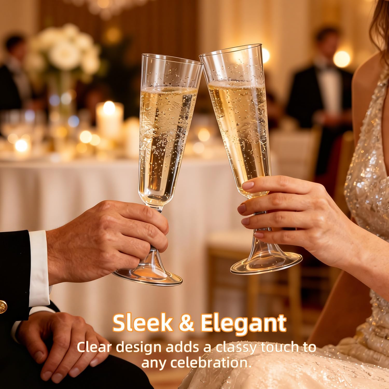 Plastic Champagne Flutes 40 Pack, 5 Oz Clear Disposable Champagne Glasses with Stem, Shatterproof BPA-Free Wine Glass Cups for Wedding, Party & New Year’s Eve