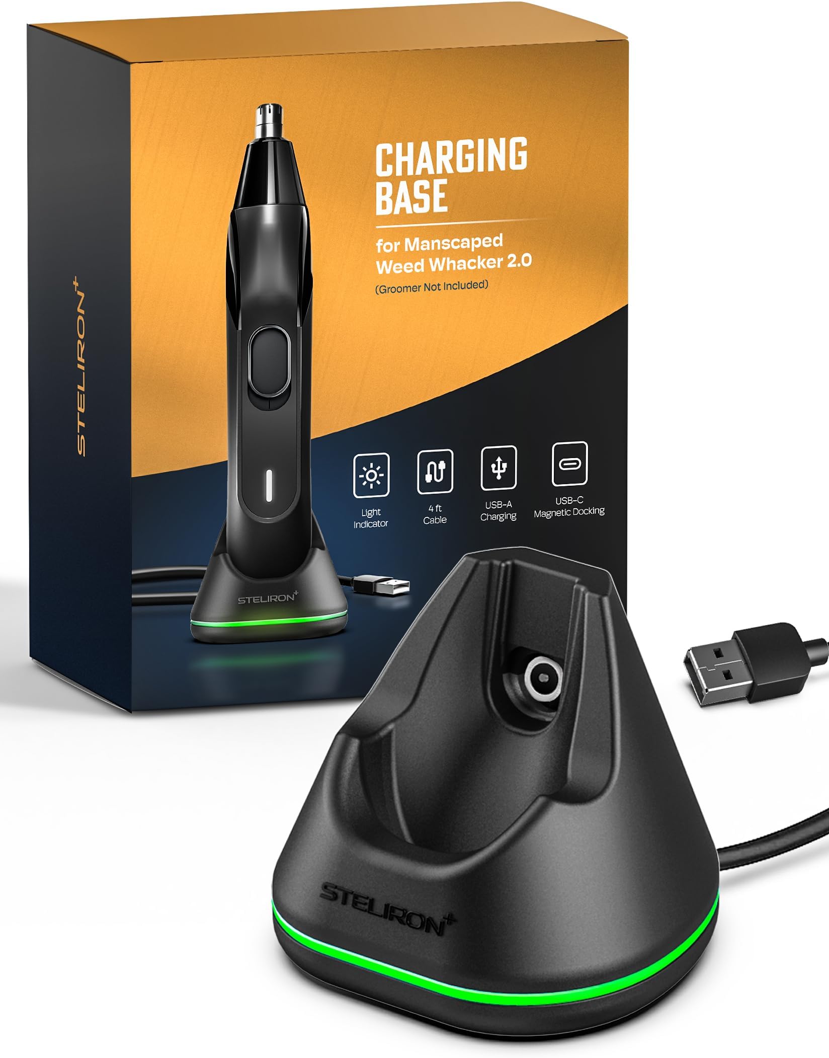 Charging Stand for Manscaped Weed Whacker 2.0 (USB Cable) Wireless Charger Dock with Magnetic USB-C Receiver and LED Indicator