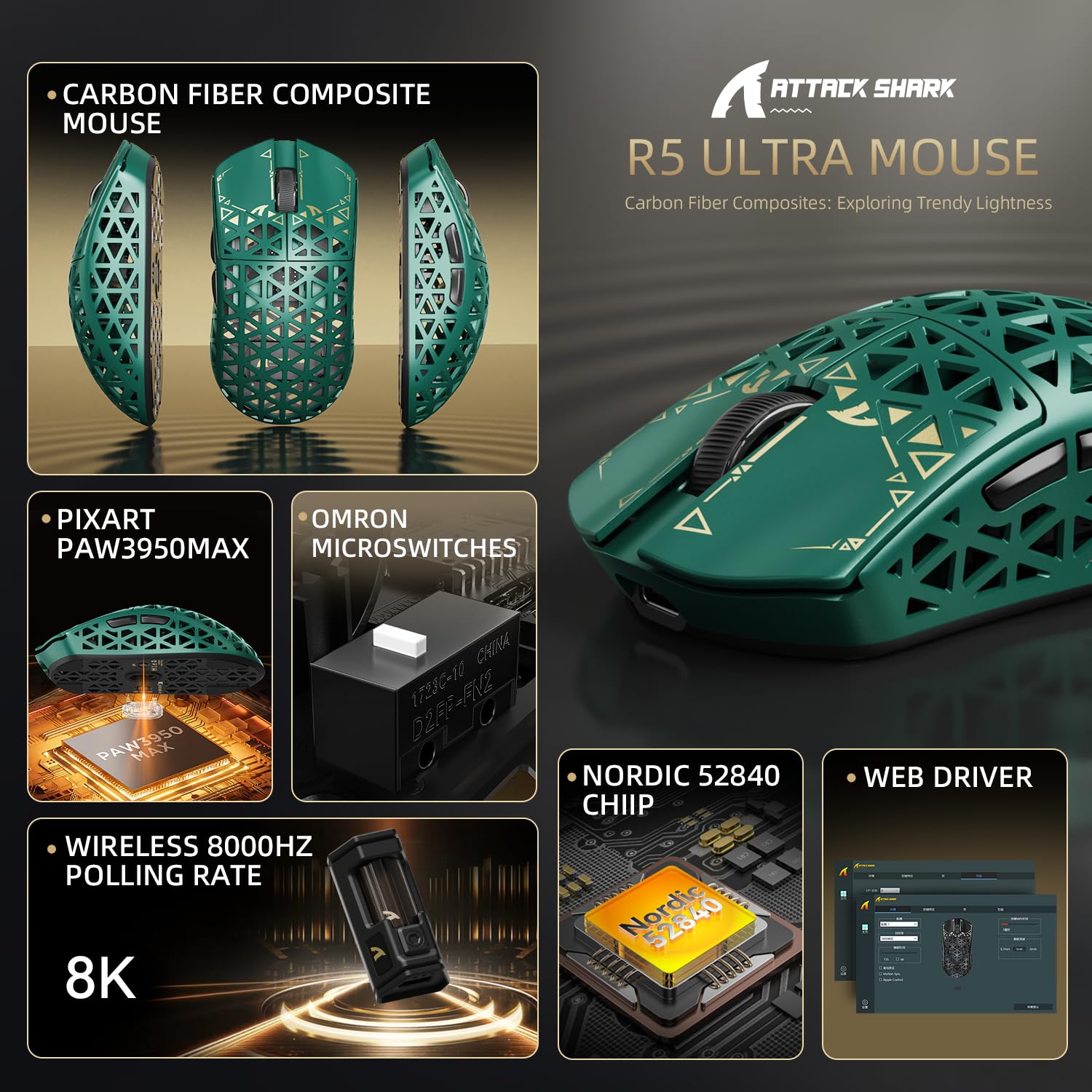 マウス・トラックボール ATTACK SHARK R5Ultra Amazon.com: ATTACK SHARK R5 Ultra Wireless Gaming Mouse