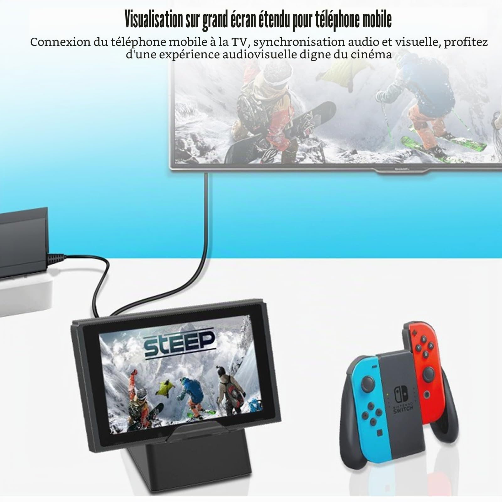 Station d'accueil pour Nintendo Switch/Switch OLED : Station d'accueil TV portable Nizirioo Mini avec support de charge et connecteur HDMI 4K et USB 3.0