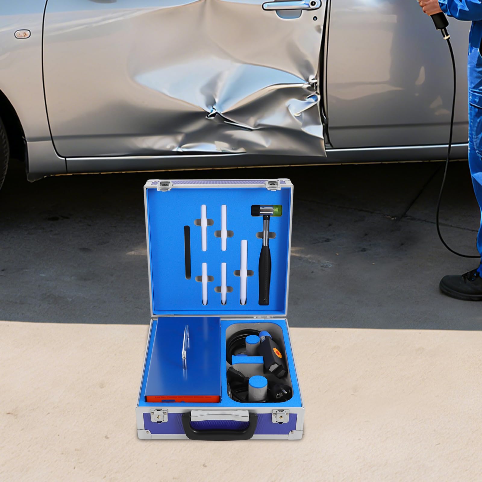 Kit di riparazione per ammaccature, 1000 W, riscaldatore a induzione, con valigetta | Con display digitale e dissipazione del calore, tempo di riparazione regolabile, per officina, garage privato