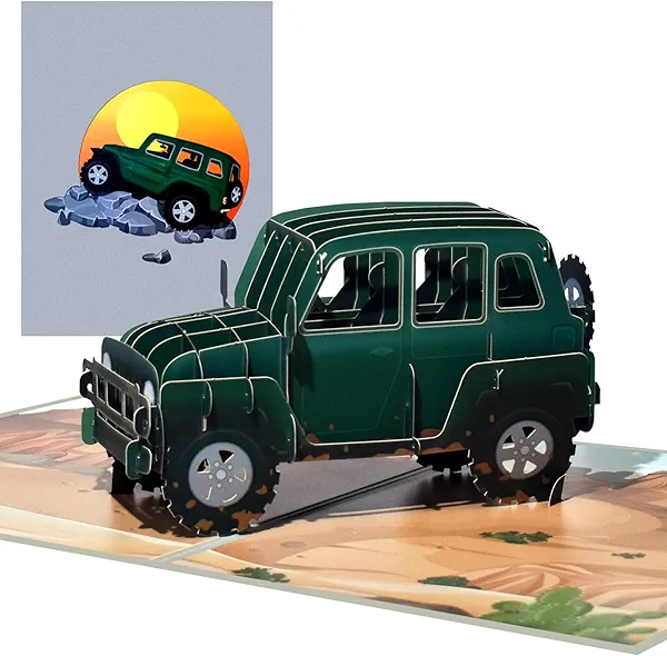 SUV Pop Up 3D Greeting Card with Blank Note & Envelope, ideal celebration gift for Father's Day, Love, Birthday, Anniversary, Special Moments, Holiday, Thank You
