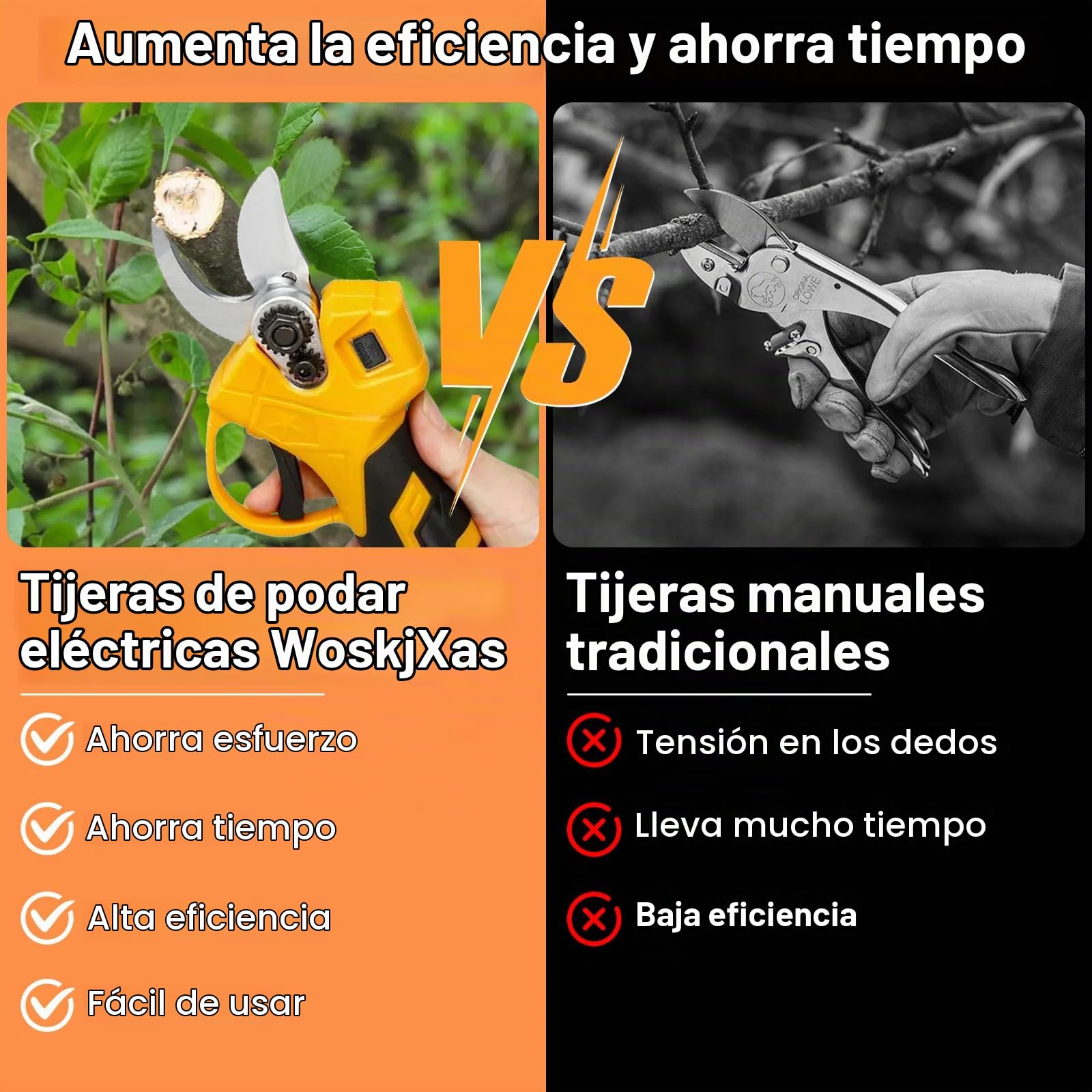 Tijeras Electricas Podar 35mm Tijeras de Podar Eléctricas con 2 Baterías de 21V, Tijeras de podar inalámbricas con Motor Brushless, Tijeras de podar para Árboles Frutales, Jardín