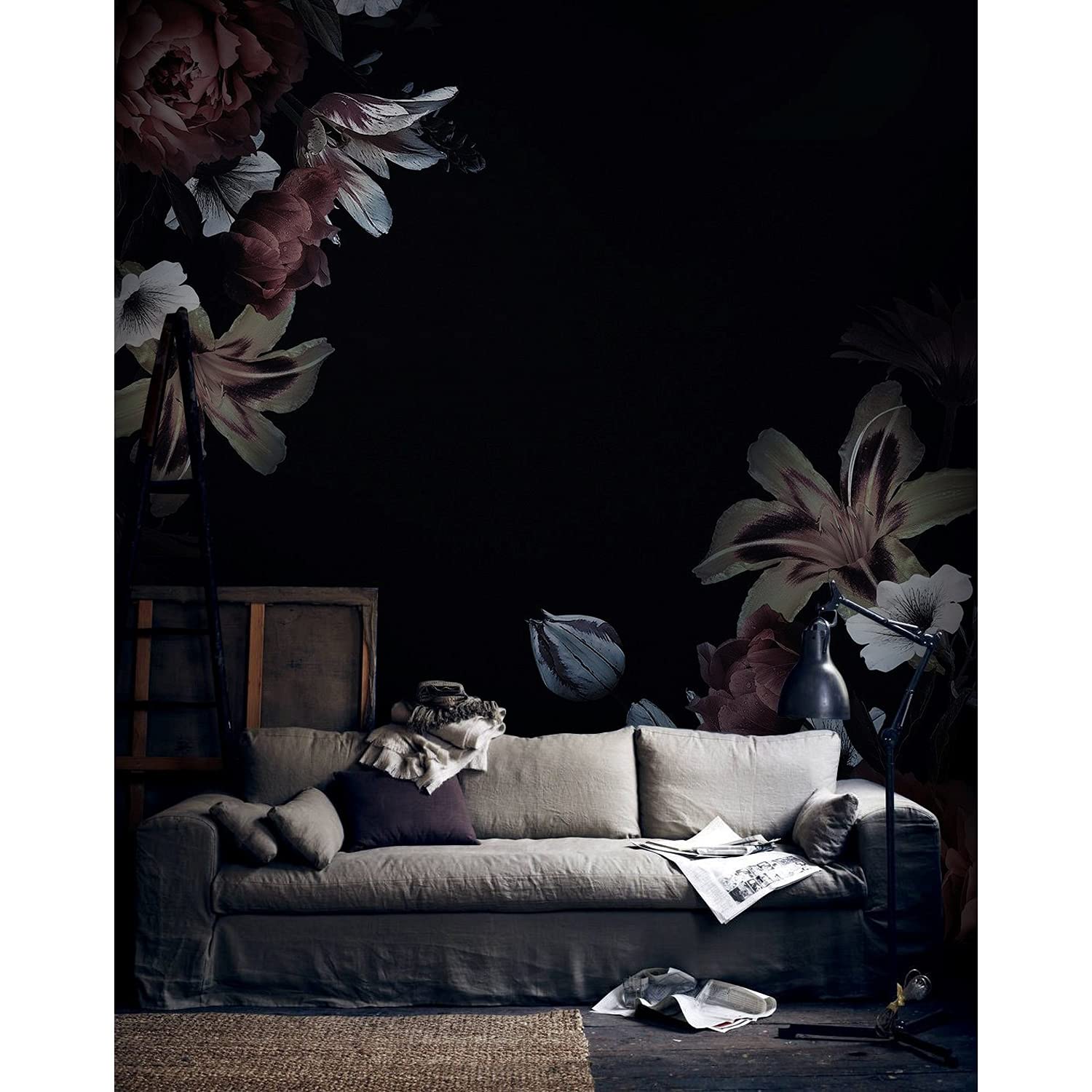 Papiers Peints Floral 250x250cm pour une Chambre et Salon Ambiance Vintage