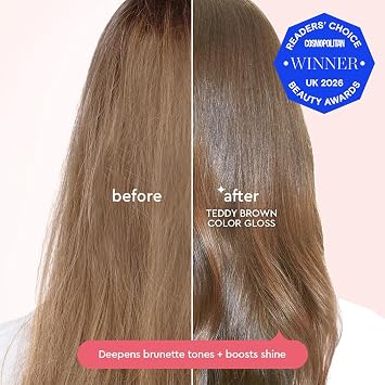 Glaze Supergloss Color Conditioning Gloss Teddy Brown for Virgin Light to Medium Brown Hair- Deepen Brunette Tones Rinse Out Semi-Permanent - Enhances Color, Boosts Shine & Hydration - 6.4 fl oz