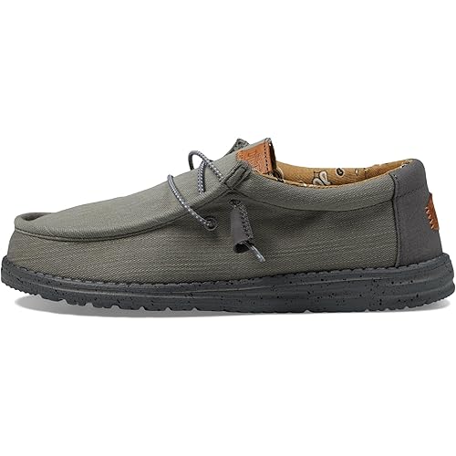 Hey Dude Men's Wally Canvas | Men's Loafers | Men's Slip On Shoes | Comfortable & Light-Weight