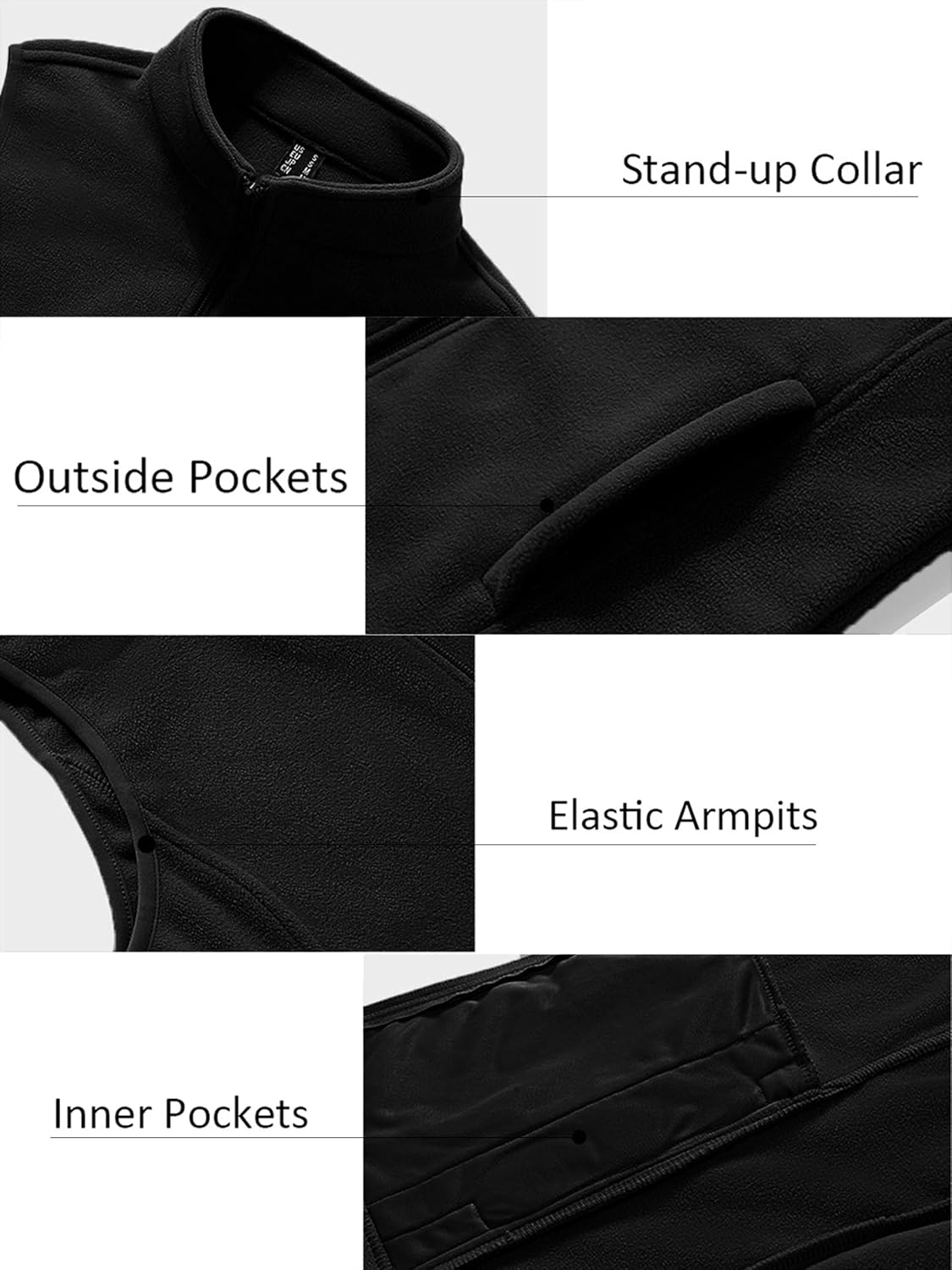 SMENG Women's Fleece Vest Zipper Sleeveless Stand Collar Jacket Soft Warm Outerwear Coat Vest with 4 Pockets