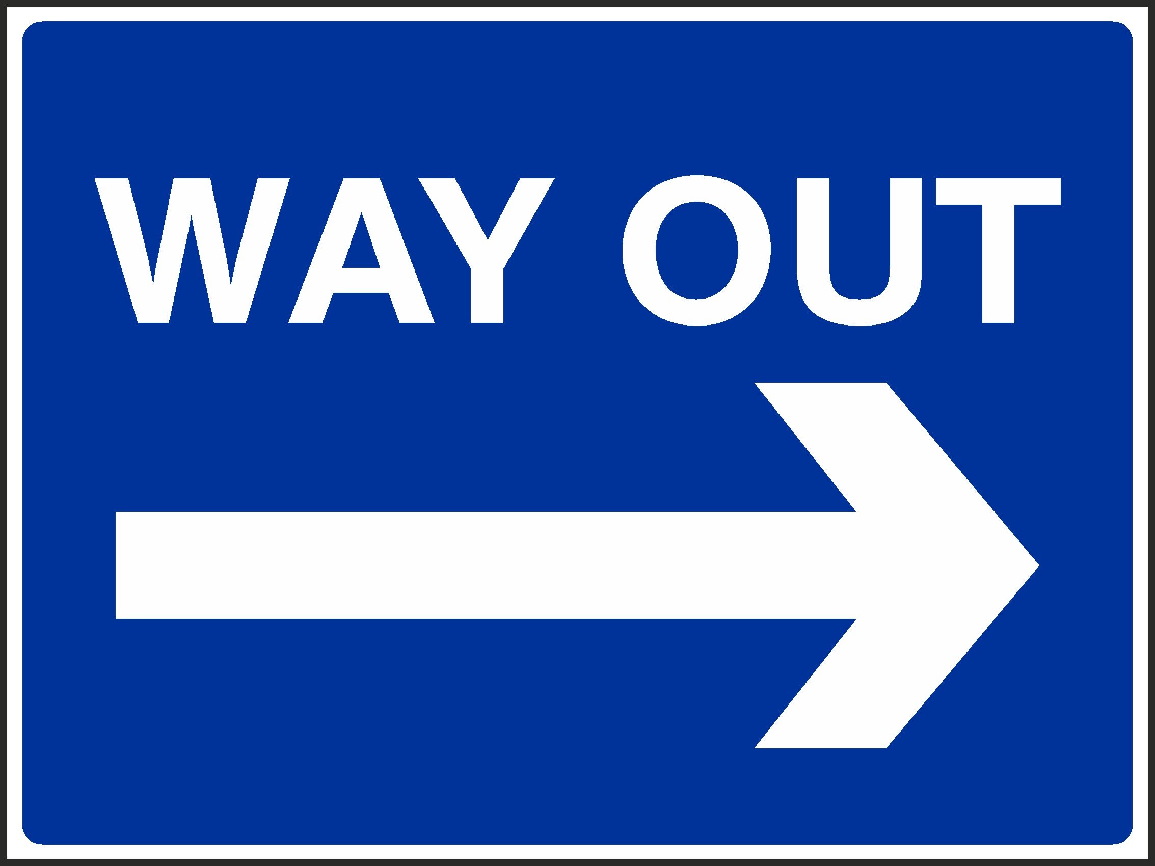 [WOOTTON INDUSTRIES LIMITED] 300mm x 225mm Way Out Plastic Sign. Caution Warning Danger Hazard