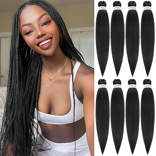 ATRAENTE Pre Stretched Braiding Hair 18 Inch 8 Packs Prestretched