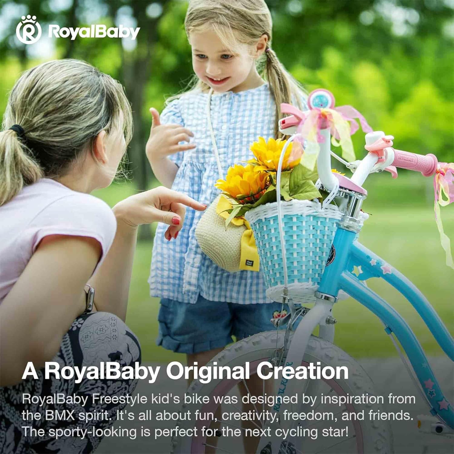 RoyalBaby Girls Bike with Training Wheels and Dual Handbrake, Stargirl Kids Bicycle 20 Inch Toddlers to Big Kids 7-13 Years, Sky Blue