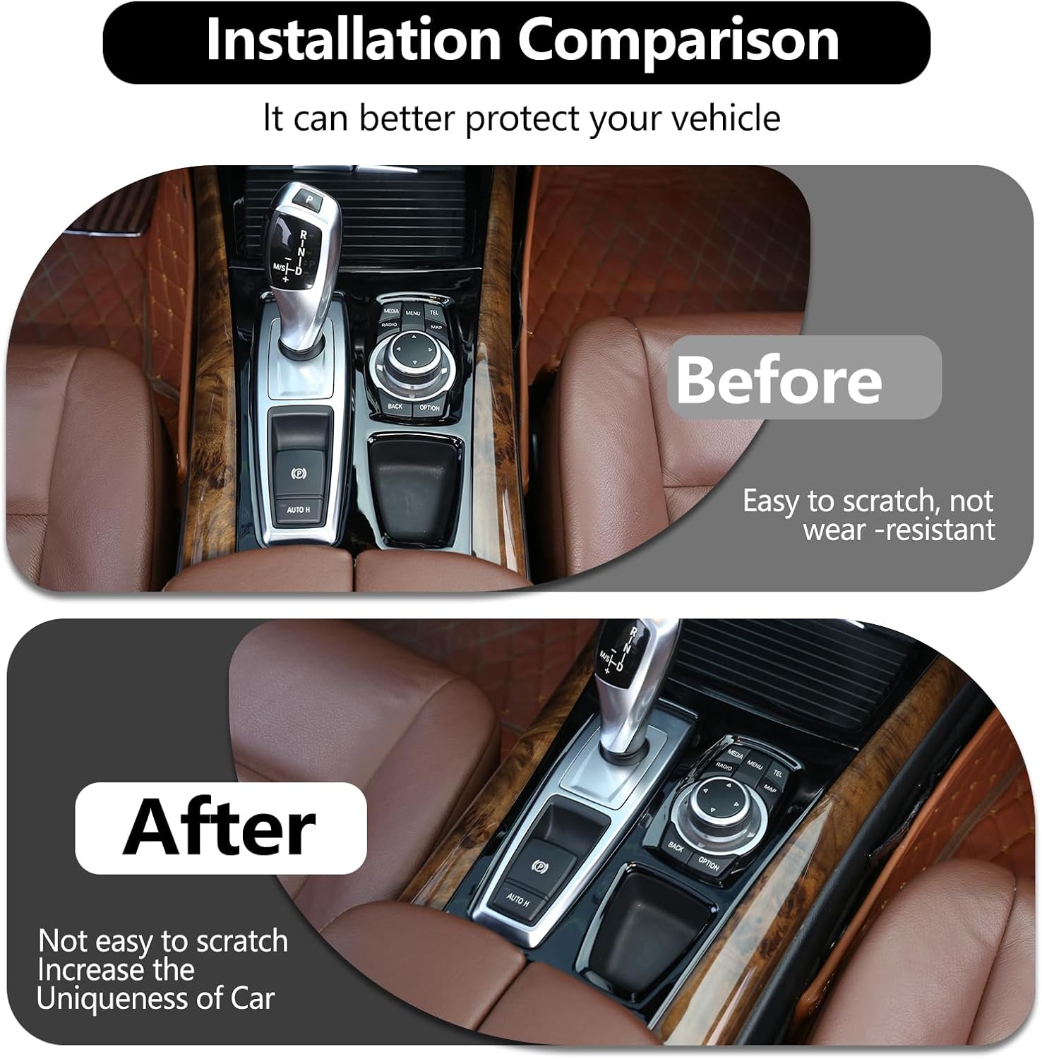 Glossy Black ABS Plastic for BMW X5 X6 E70 E71 2008-2013 Car Center Gear Shift Panel Cover Frame Trim Accessories