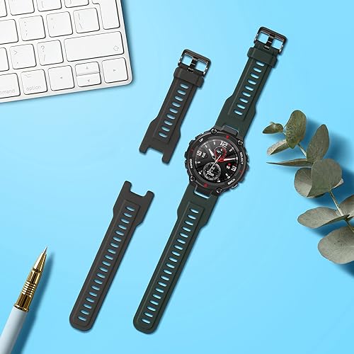 Miniatura 2 de kwmobile Correas compatibles con Huami Amazfit T-RexT-Rex Pro Straps  2 correas de silicona de repuesto  NegroAzul Oscuro