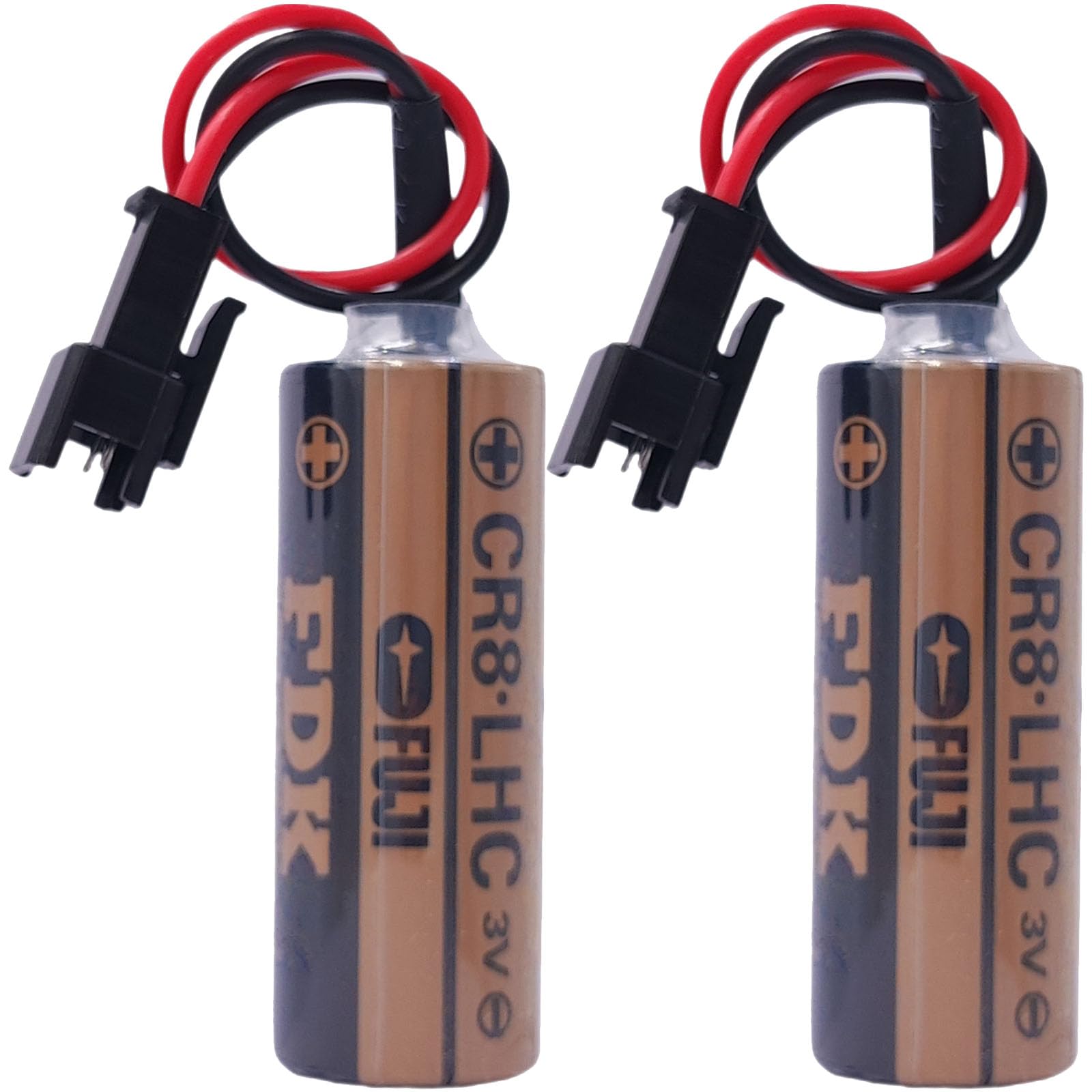 Giobbiy (2-Pcs) 3V CR8.LHC Lithium Battery 2600mAh for Fuji FDK CR8-LHC Battery Backup Power Source Batteries with Connector (3.0 Volt, 2.6 Ah, Non-Rechargeable)