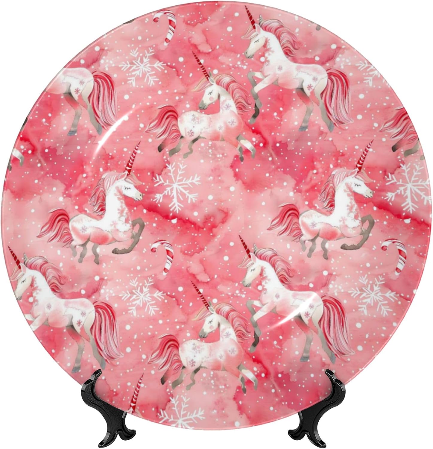 Decorative Plate Ceramic Plate for Wall Hanging 10in Accent Plate for Office Living Room Hallway Table Decor - Christmas Unicorns 7