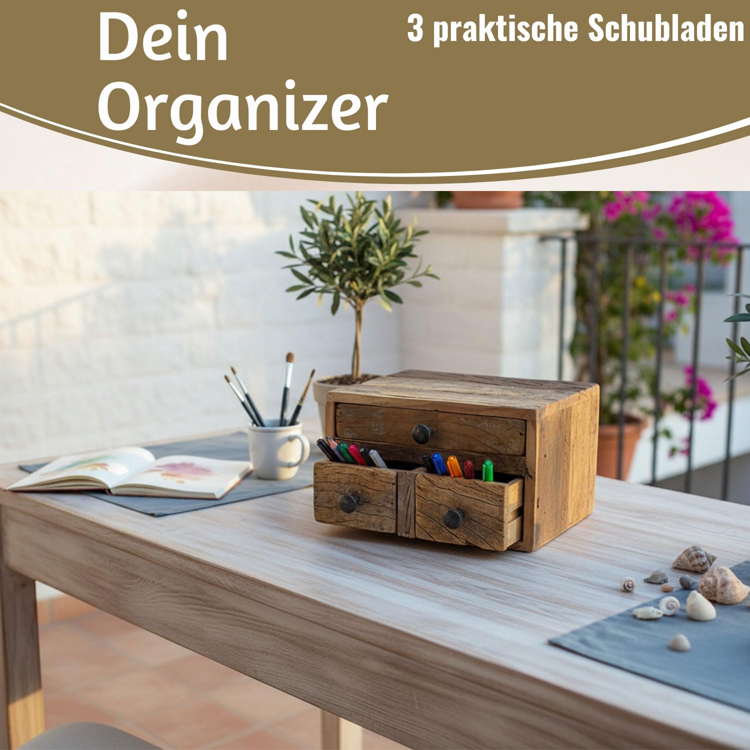 LS-LebenStil Vintage Aufbwahrungsbox Unika - Factory Braun - 30x24x19cm