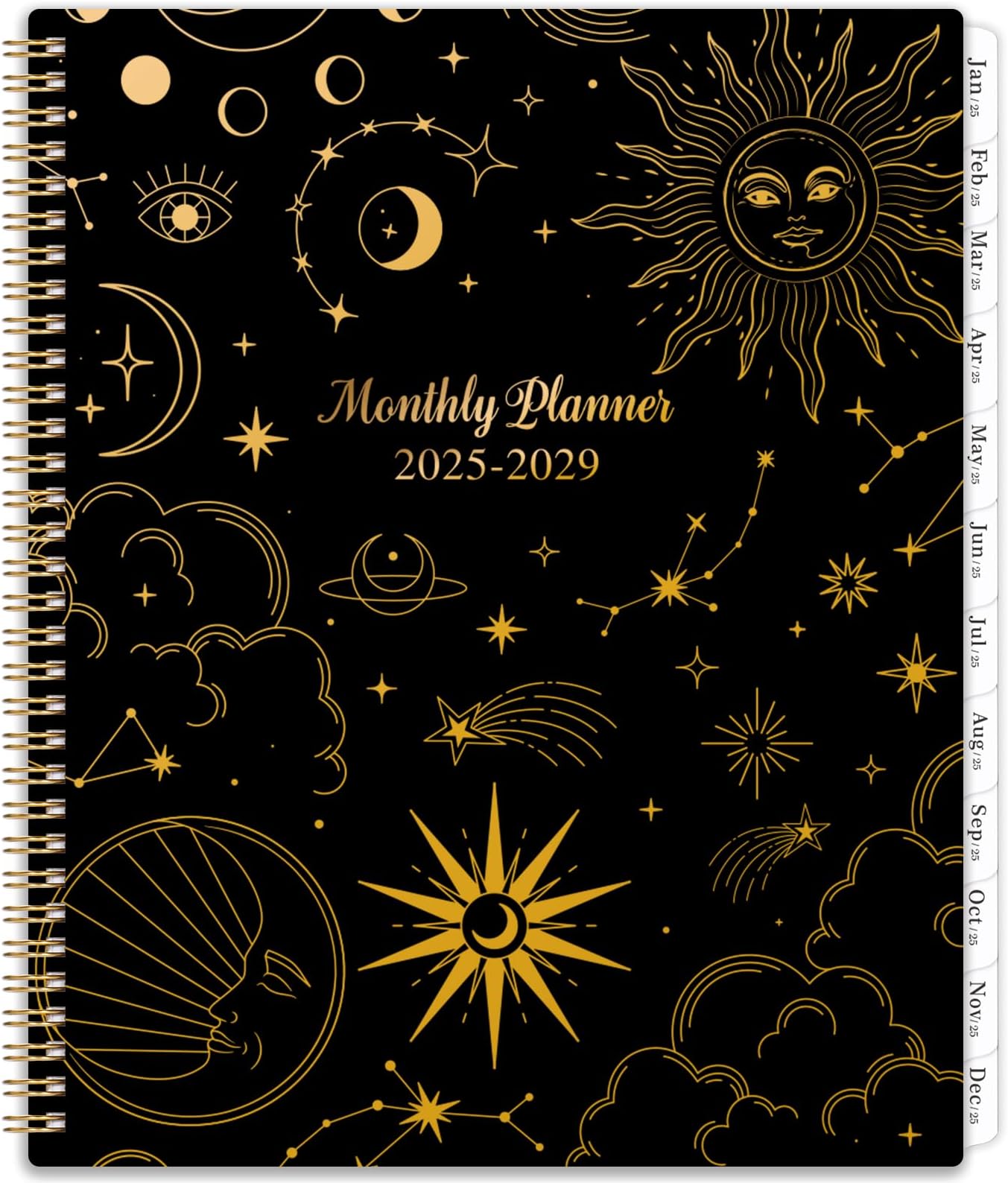 2025-2029 Monthly Planner/Calendar - 9" x 11", 60 Months, Monthly Tabs, Double-Side Pocket, Holidays