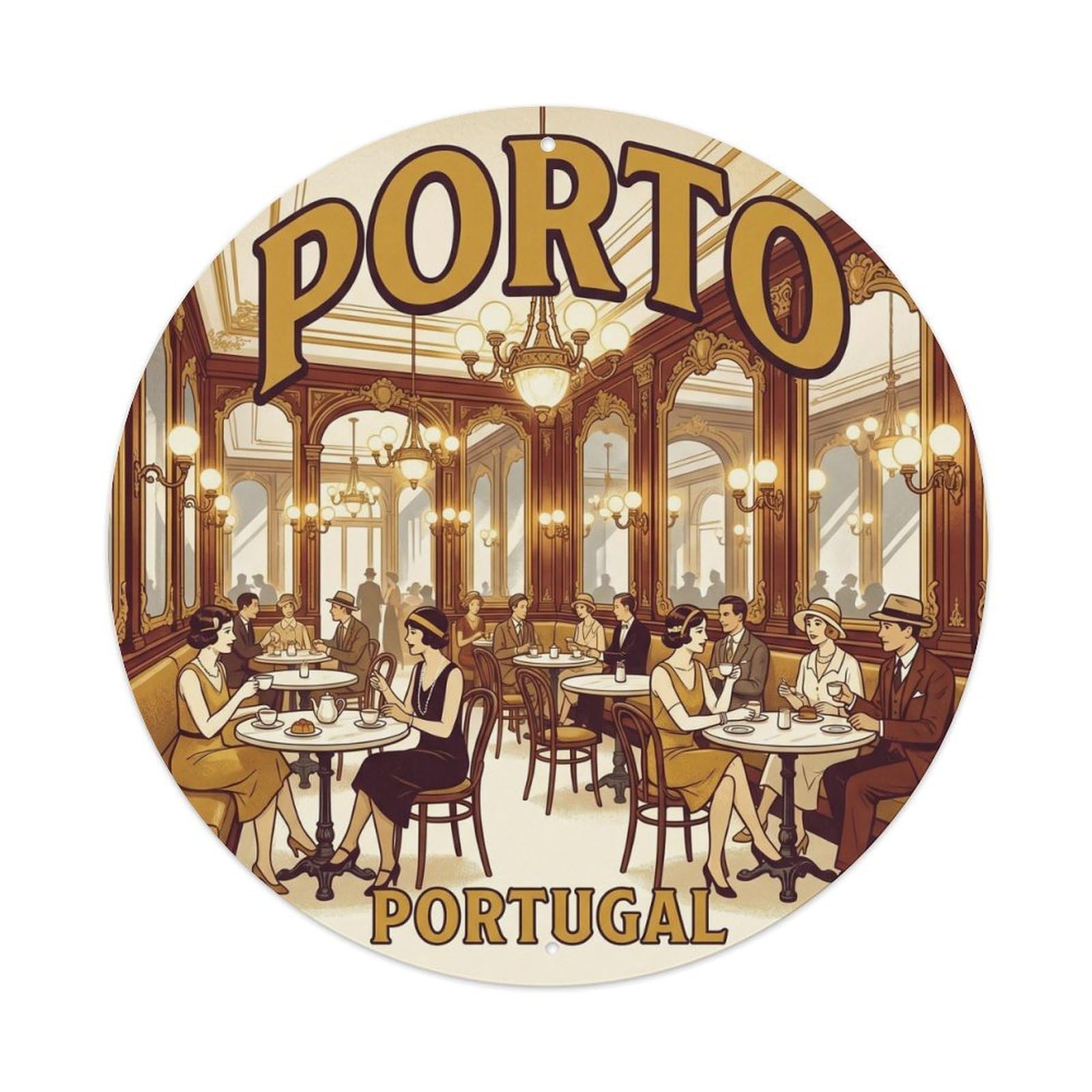 Olhnbad Style Portugal Porto Cafe Landmark Travel Heritage Metal Tin Sign