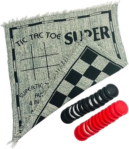 Miniatura 7 de Yuanhe Juego de damas Gaint - Juego de damas grandes 3 en 1, incluyendo Tic Tac Toe con alfombra reversible, juegos de patio para interiores y