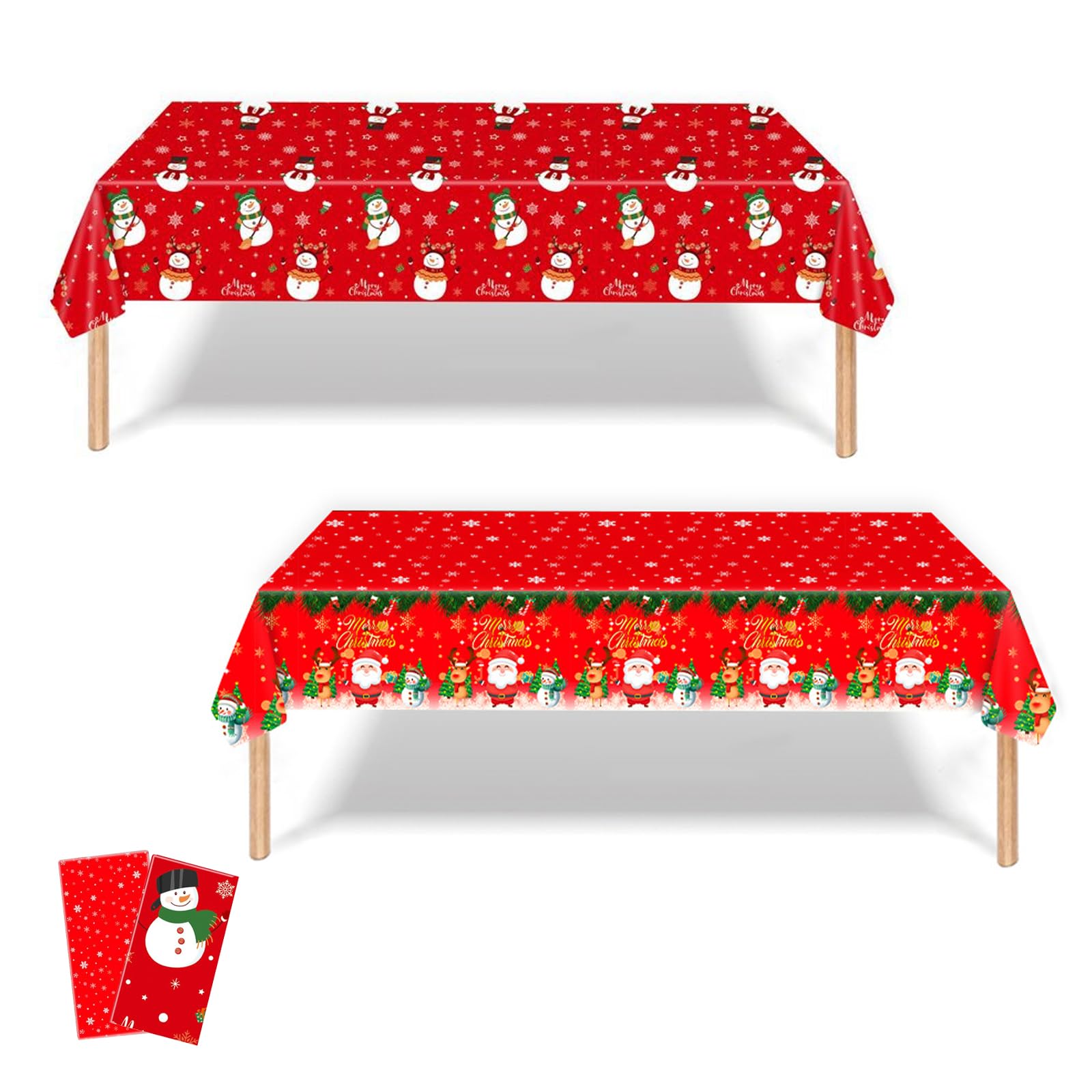 Peryiter 3 Tovaglie Natalizie In Plastica Rosso, Verde, Bianco - Rotoli Usa E Getta 137x994 Cm Per Tavoli Rettangolari - 2
