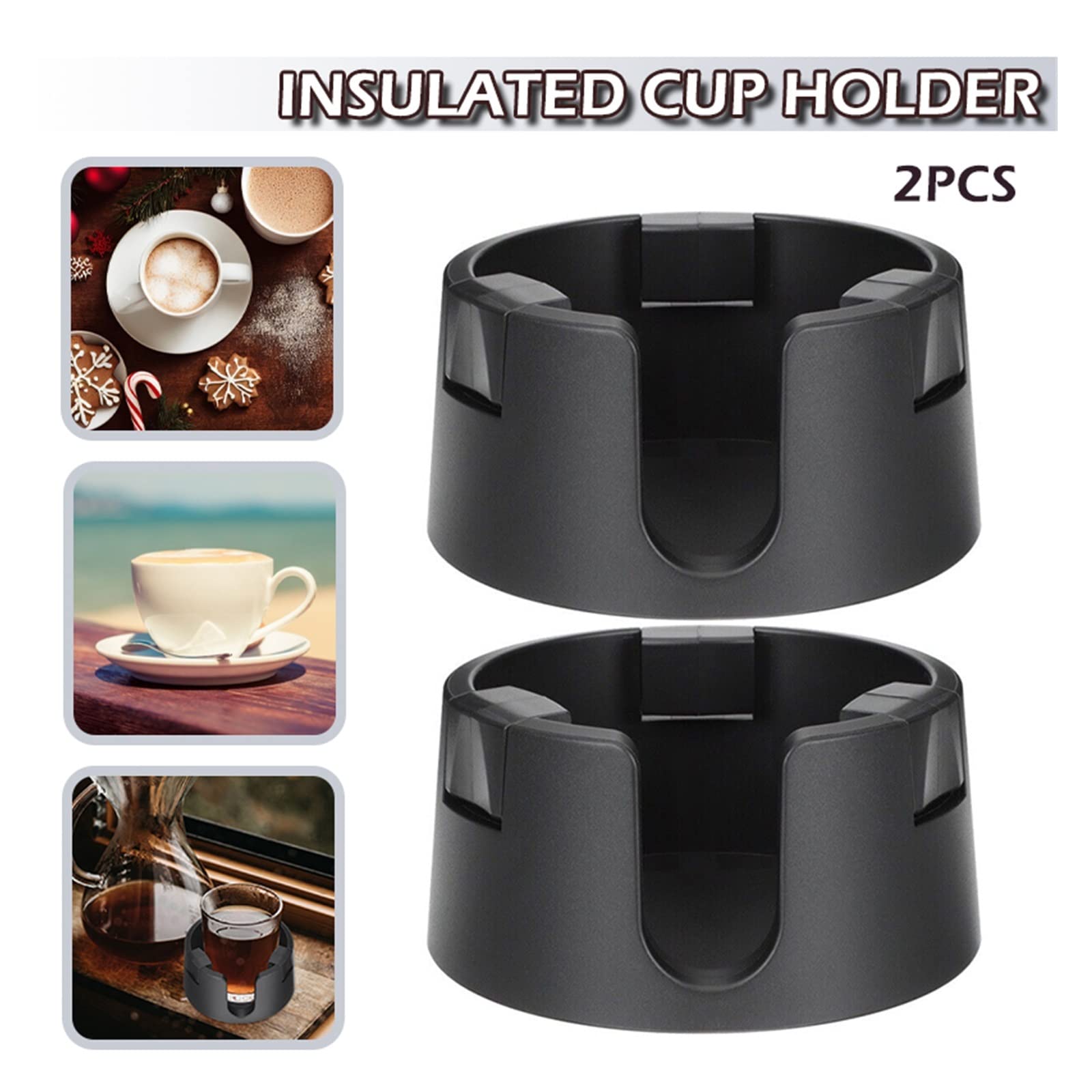Xuanqingyi Store 2 szt. 11,3x5,3 cm Plastikowe czarne biurko Puszka Uchwyt na kubek Anti-rozlanie Mata wodna Kubek na napoje Stojak Uchwyty samochodowe