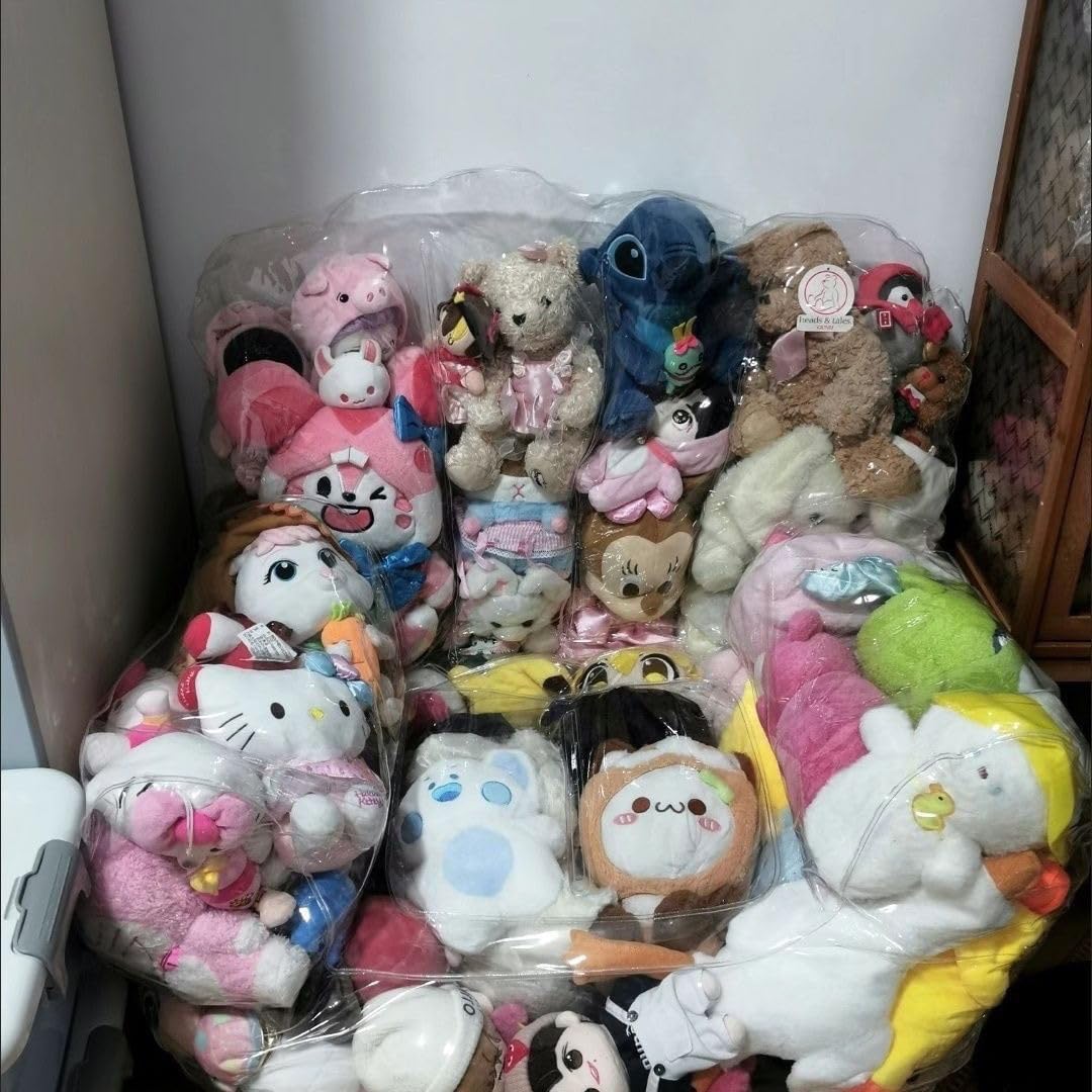 Clear Large Bean Bag Chair Cover for Stuffed Animal Storage | Transparent PVC Toy Organizer with Zipper for Kids Room | Holds Plush Toys | Size 100x90cm (39x35 Inches)