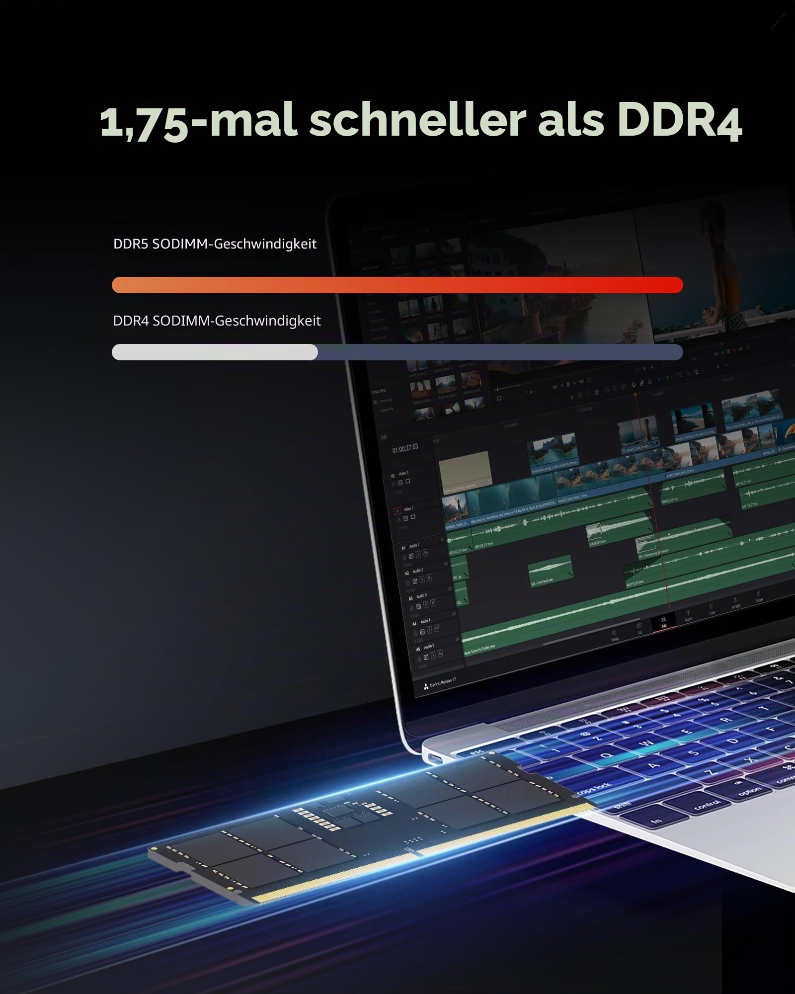 Lexar SODIMM 24GB DDR5 RAM 5600MHz CL46, 262pin DDR5 SODIMM Laptop RAM, Hochleistungs-Gaming DRAM SO-DIMM für Laptop Speicher/All-in-One Intel NUC mini-PC, 1.1V, CL46-45-45-90