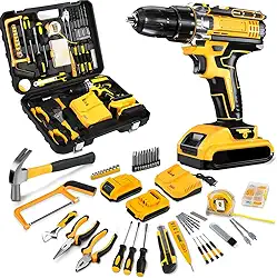 Elyblo Furadeira e Parafusadeira, 110V,127V, 220V, Parafusadeira e Furadeira de Impacto Sem Fio, Conjunto de Furadeiras Elétricas com 118 peças, Kit Parafusadeira, 2 Baterias de 21V