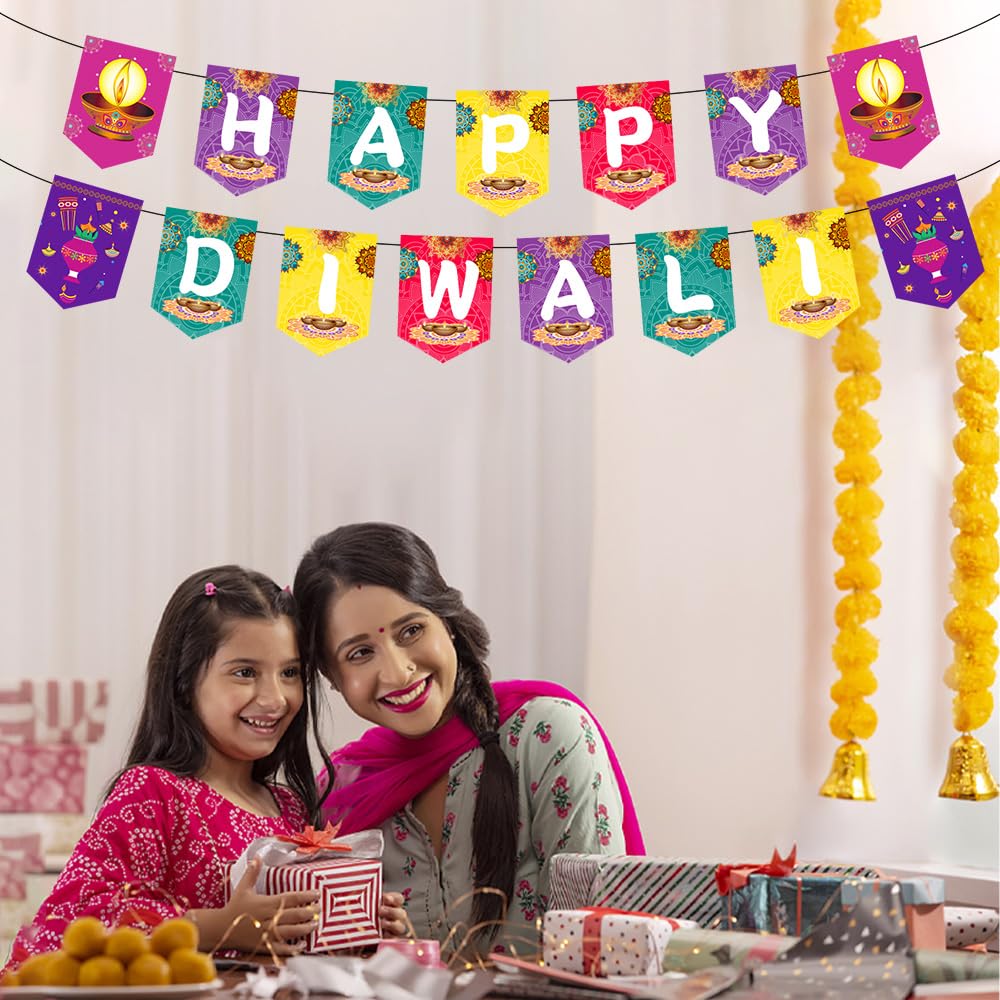 Happy Diwali Banner – Premium Wimpelkette Für Das Indische Lichterfest, Innen & Außen