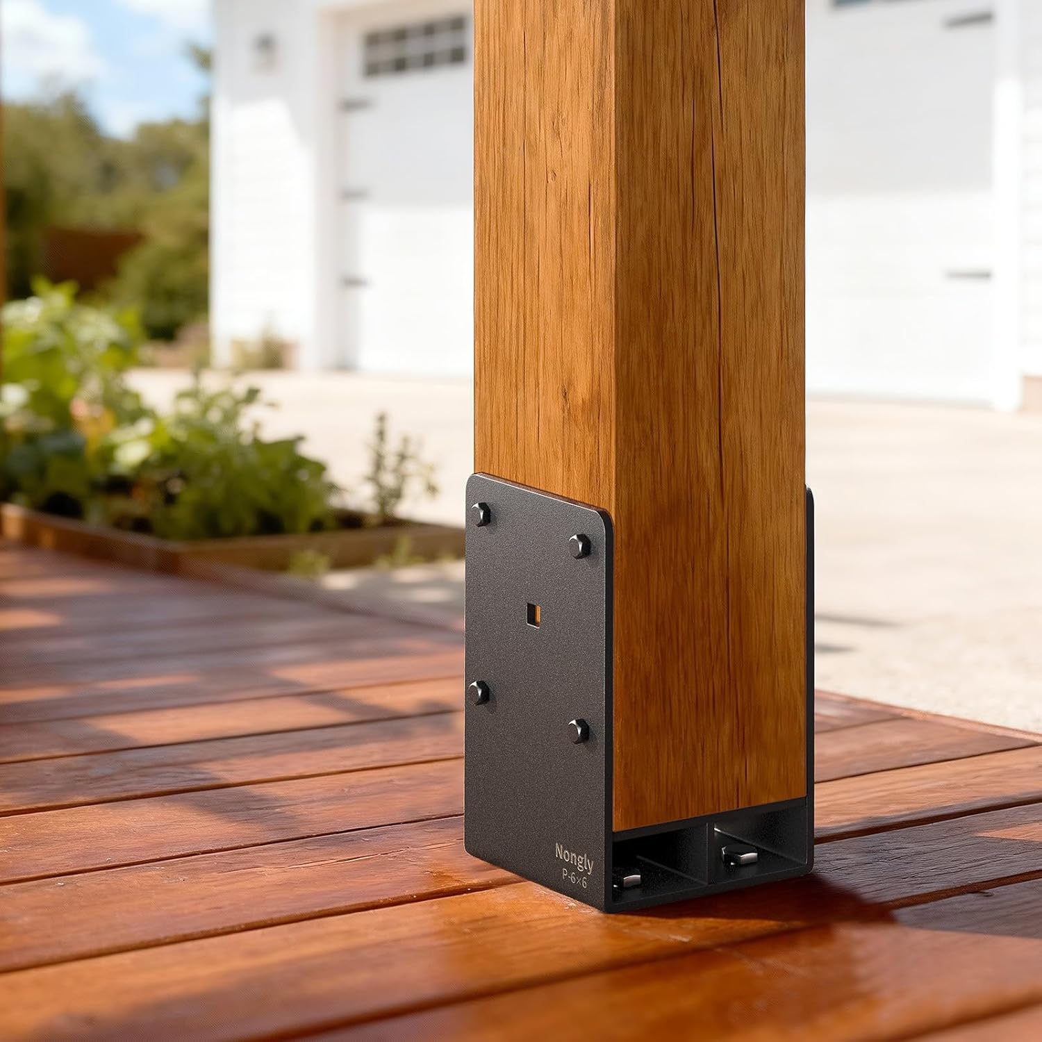 Wood Post Base, Heavy Duty Non-Flange Stainless Steel Metal Construction Elements Post Anchor with Air Flow Channel Fence Post Anchor Base for Deck Railing, Pergolas, Fence Pillar(4Pack, 6x6)