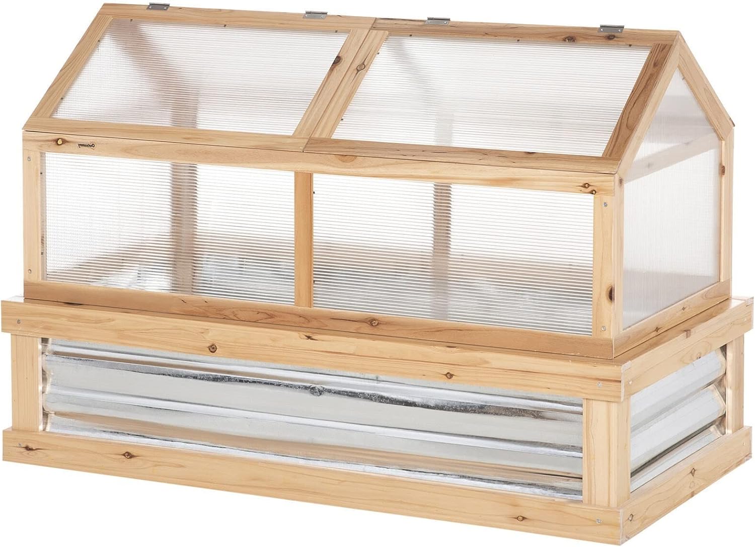 CLYZ Natural Raised Garden Bed Kit with Greenhouse Wooden Cold Frame