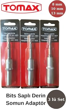 Tomax 3l  Bits Sapl  Derin Lokma Adapt r Seti 8 mm   10 mm   13 mm