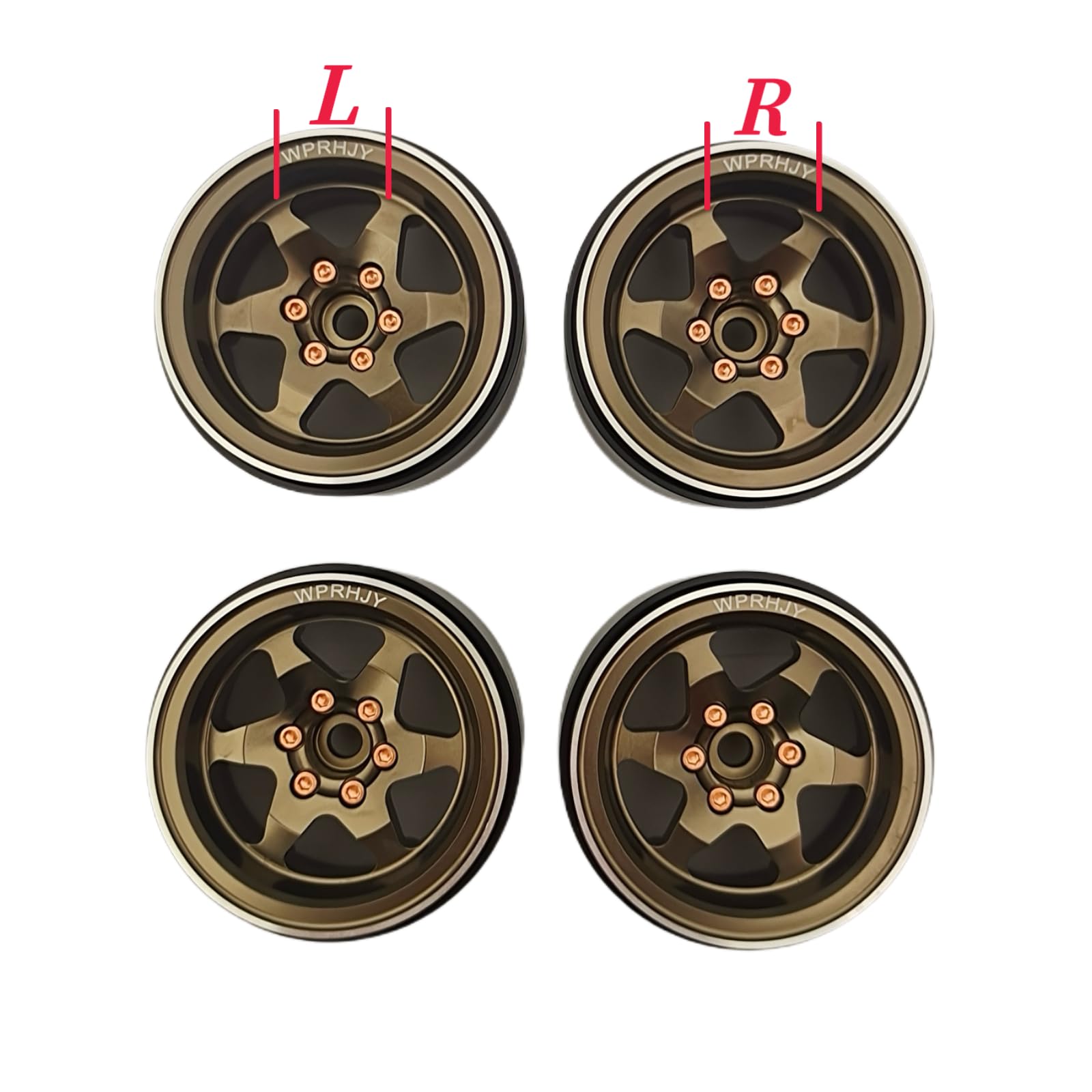 WPRHJY Aluminum 2.2 Beadlock Wheels, Featuring Retro Style RC Upgraded Wheels, Set of 4, for 1/10 RC Axial Ryft Wraith RR10 YETI SCX10 D90 TRX4 CC01. (copper color)