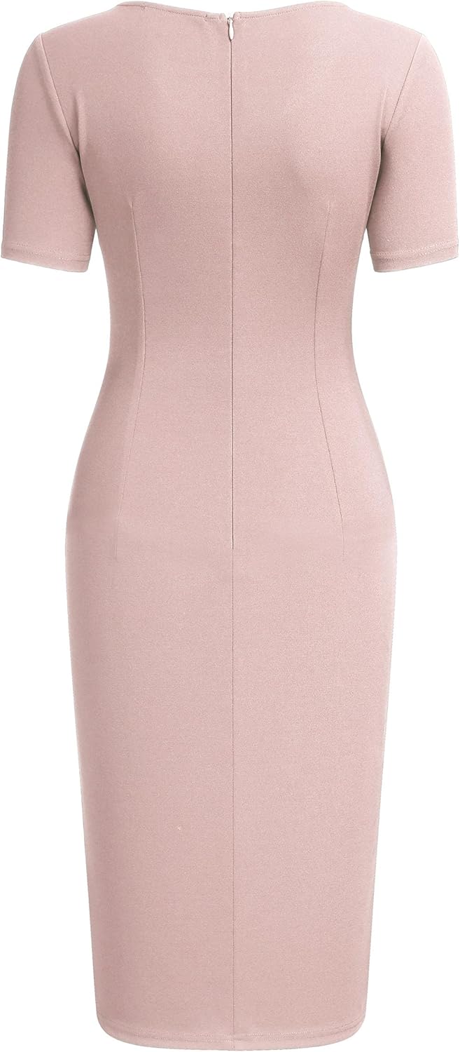 AISIZE Women's 50s Vintage Ruffle Peplum Cocktail Pencil Knee Dress - Image 3