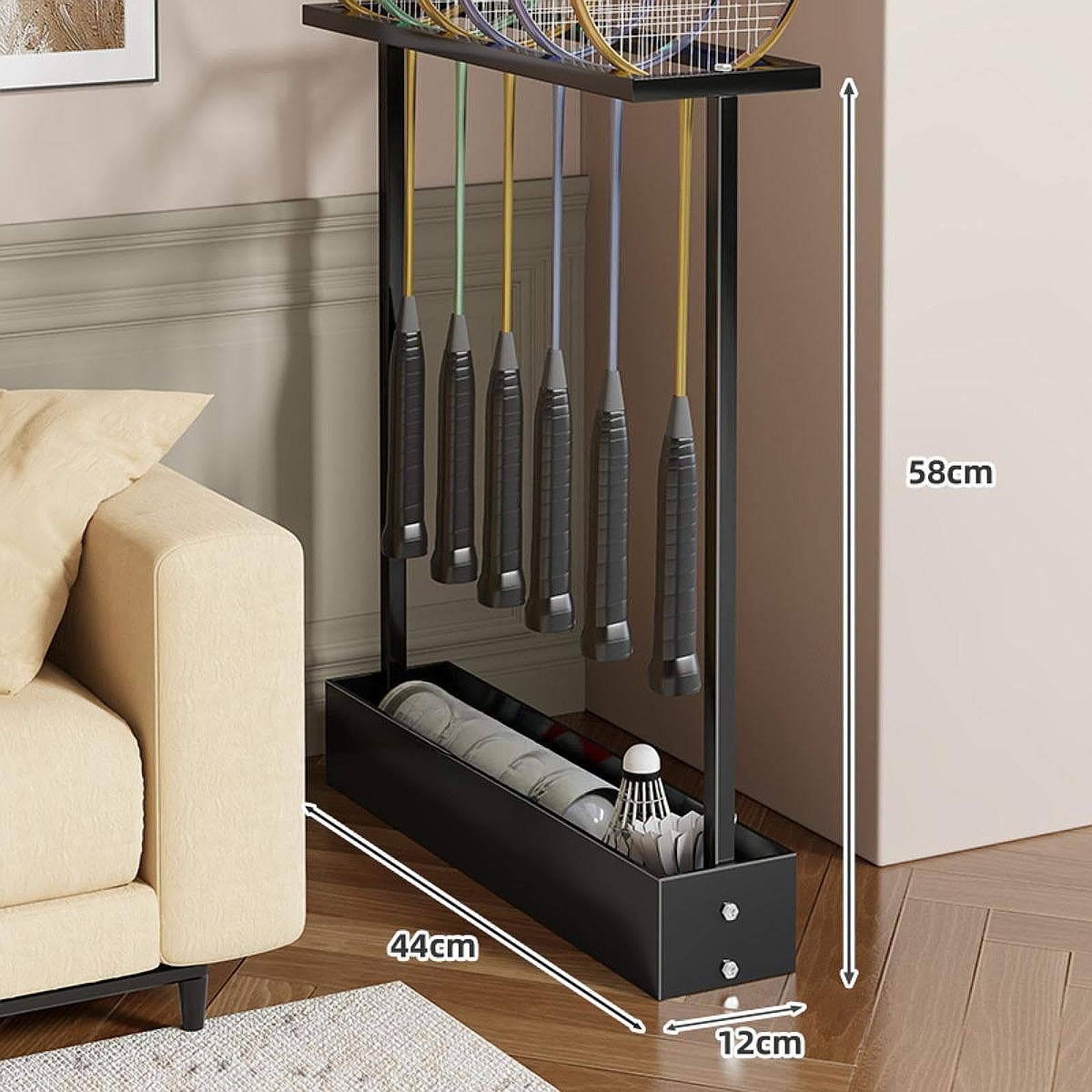 Porta Racchette Tennis Organizer Metallo Espositore Accessori Sportivi Stand Solido Gestione Spazio Adatto per Casa Palestra Spazi