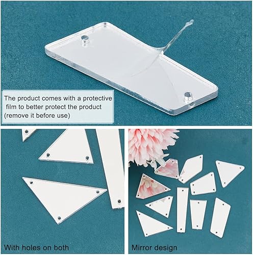 Miniatura 4 de PH PandaHall 180 piezas de 10 estilos de espejos para coser en la parte trasera plana, piedra acrílica para coser irregular, cuentas sueltas de