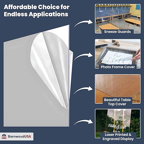 Miniatura 7 de BARNWOODUSA  Estireno de repuesto de 10 x 20 pulgadas para marcos de fotos  Hoja de plexiglás .060  Transparente 116th  Película protectora de doble