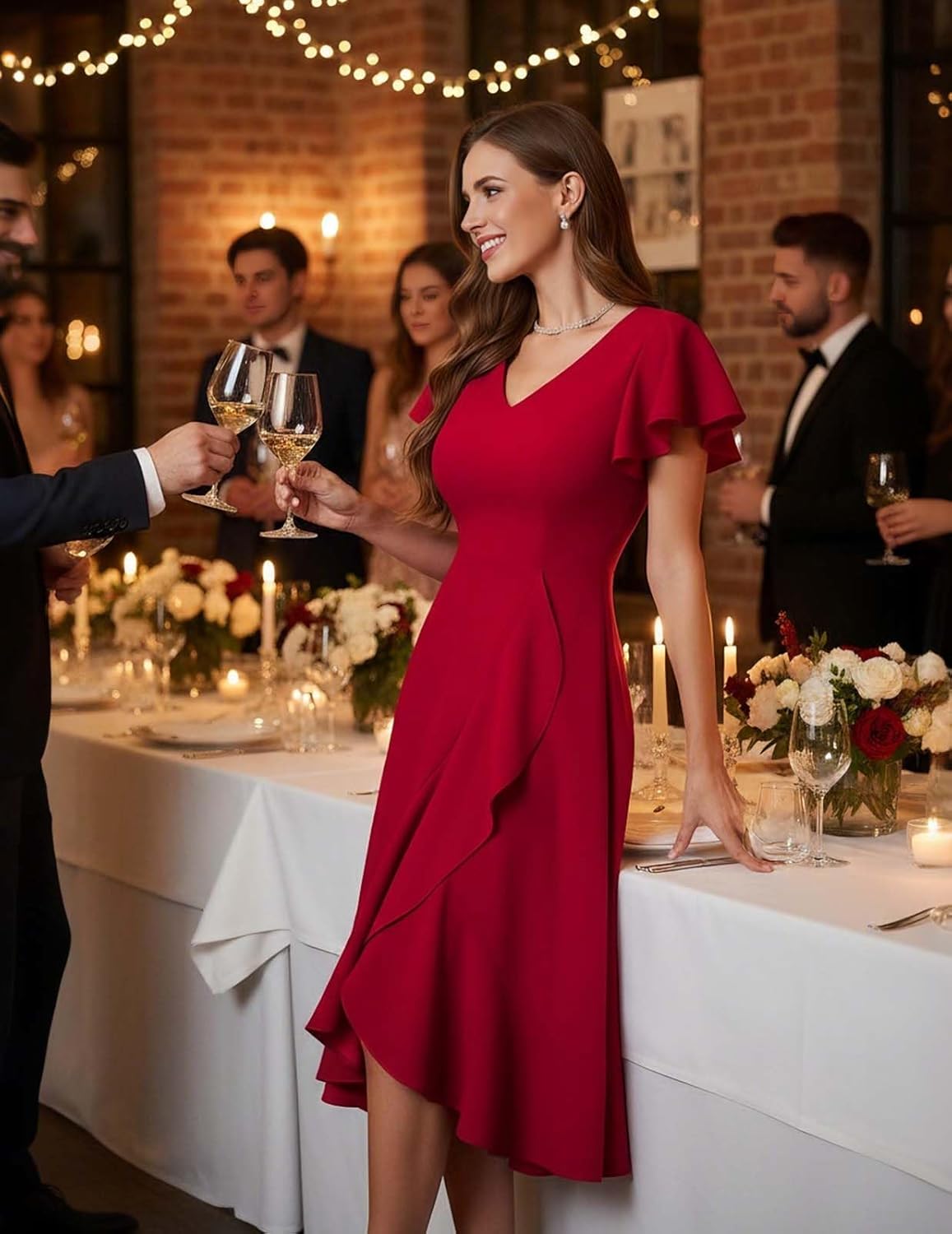 DRESSTELLS Women's Cocktail Dresses 2026, Formal Wedding Guest Prom Party Evening Church Hi Low Dress - Image 6