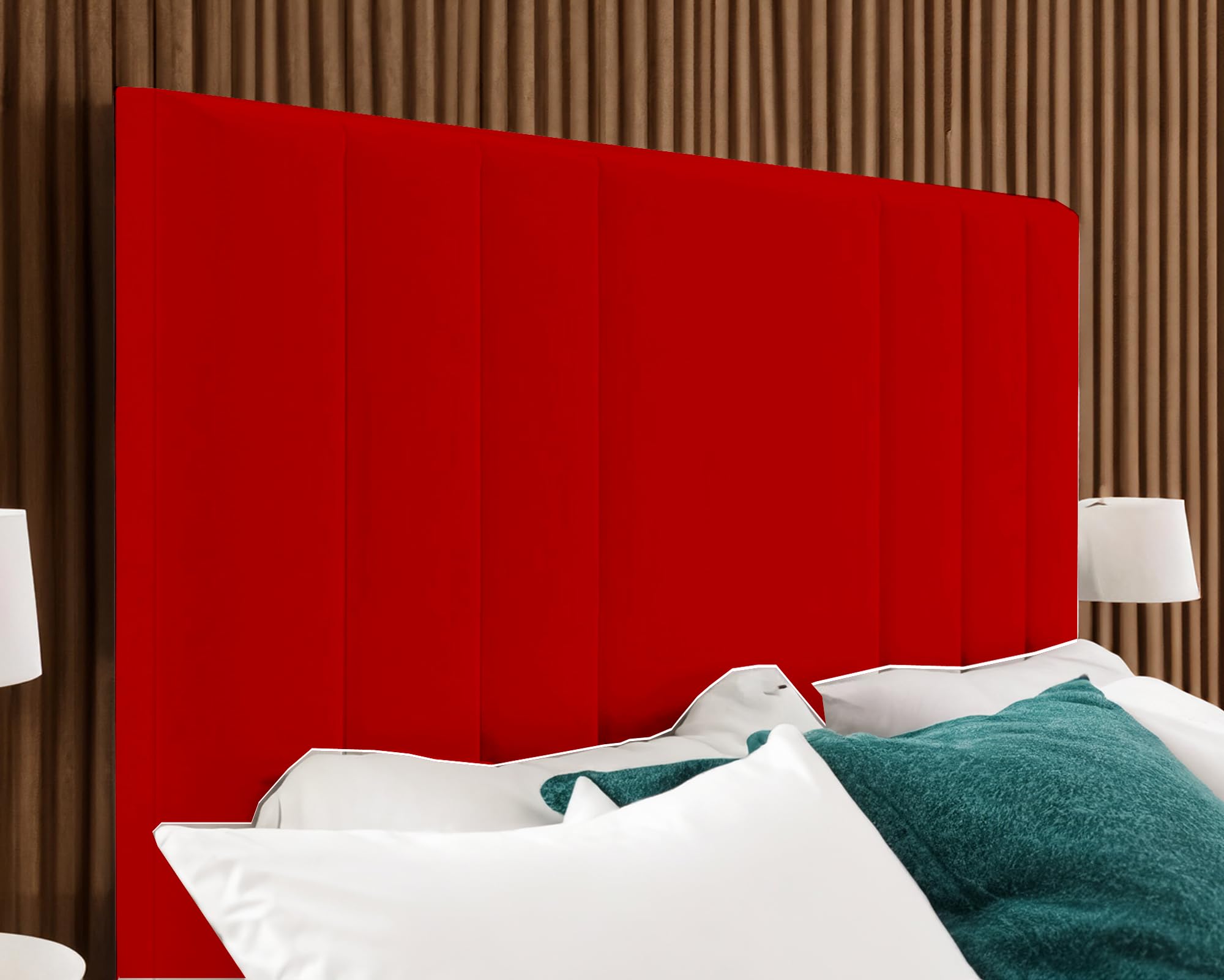 QUALITY RIO CHENILLE HEADBOARD - 2FT6, 3FT, 4FT, 4FT6, 5FT, 6FT SIZE HEADBOARD WITH 30" HEIGHT - BEAUTIFUL DESIGN DIVAN BED HEADBOARD (RED, 3FT SINGLE)