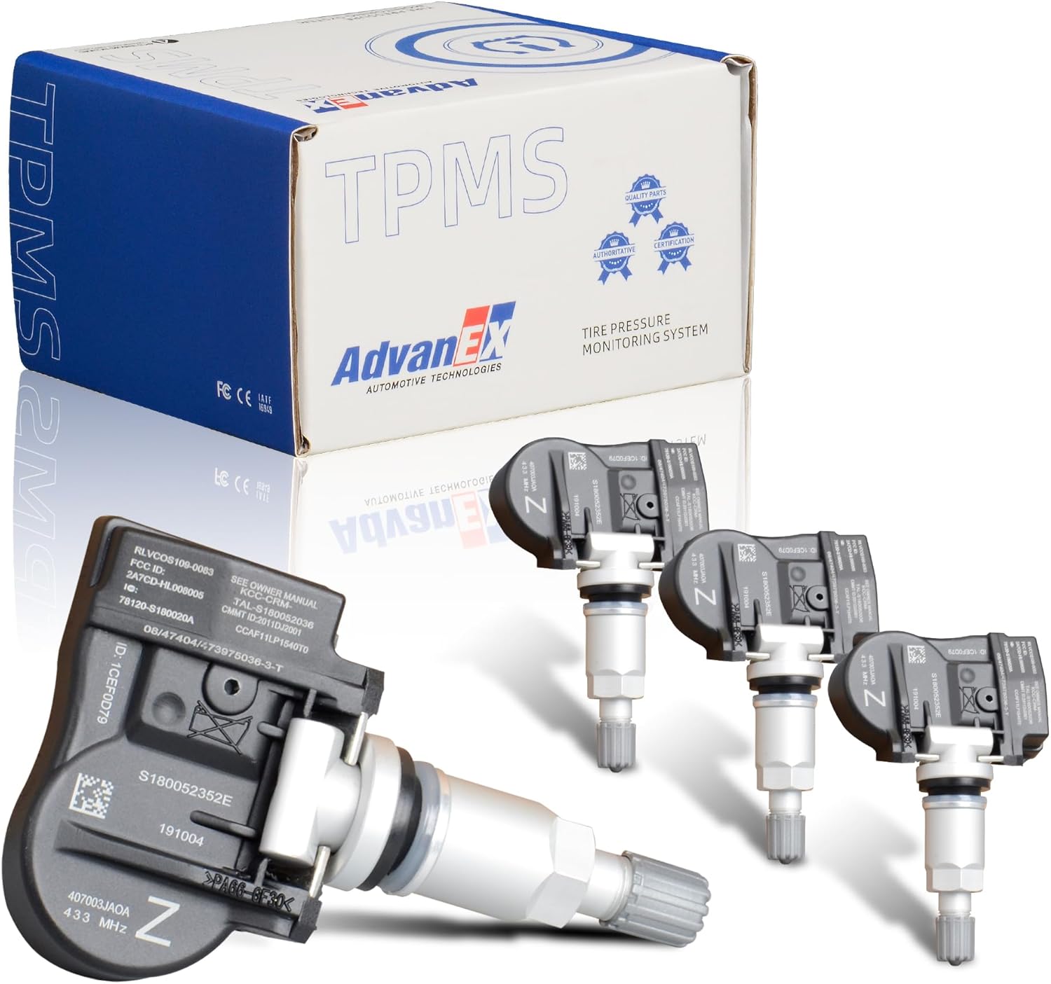 Tire Pressure Monitoring System Sensor 433Mhz 4PCS, TPMS Compatible with Infiniti JX35/Q50/60, Nissan Altima Frontier Maxima Murano Pathfinder Replaces OE 407003JA0A 407003JA0B