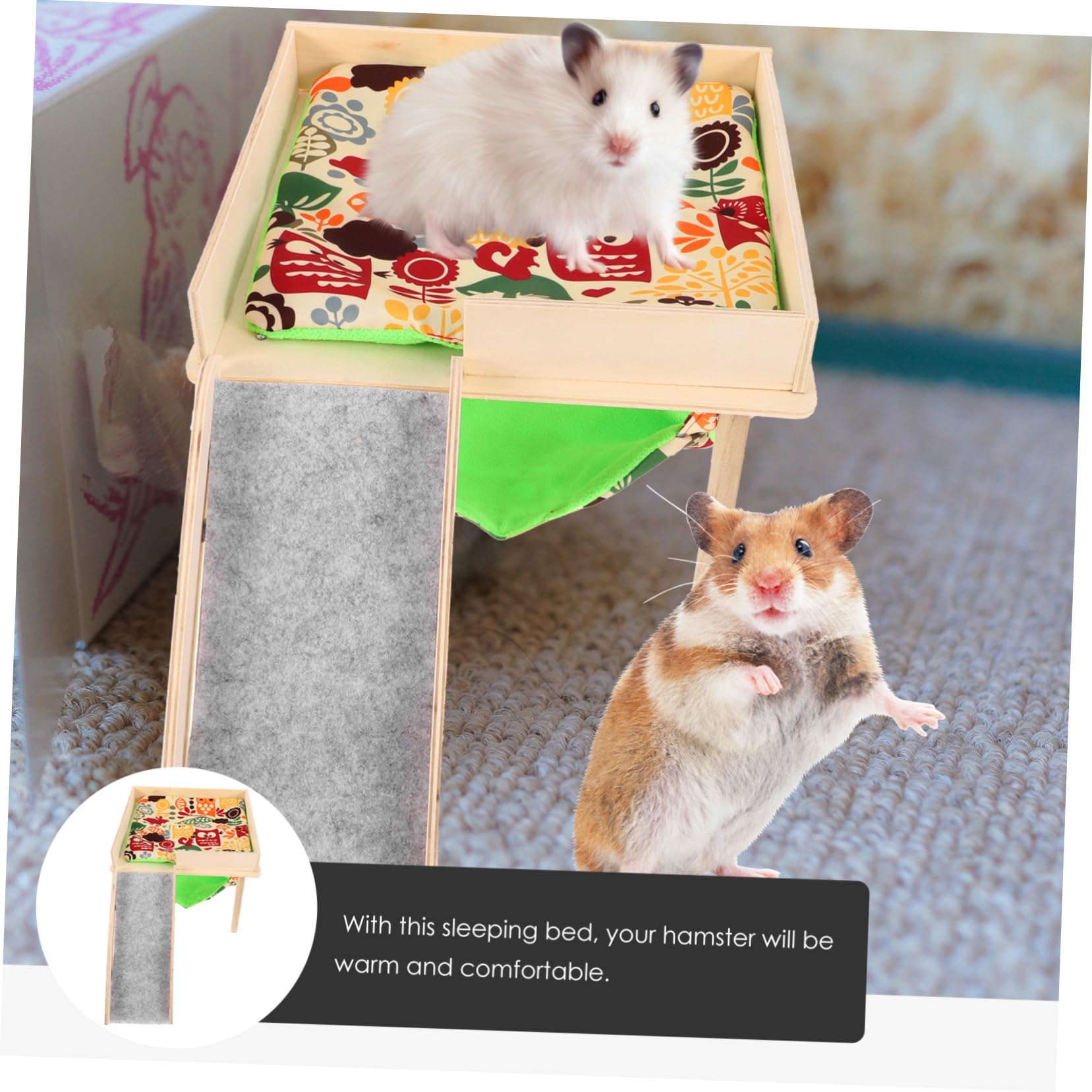 Beavorty Hängematte Aus Holz Für Kleintiere Bequemes Schlafplatz Für Hamster Und Meerschweinchen Mit Leiter Für Frettchen Und Chinchillas Hängendes Versteck Für Papageien Und Kaninchen