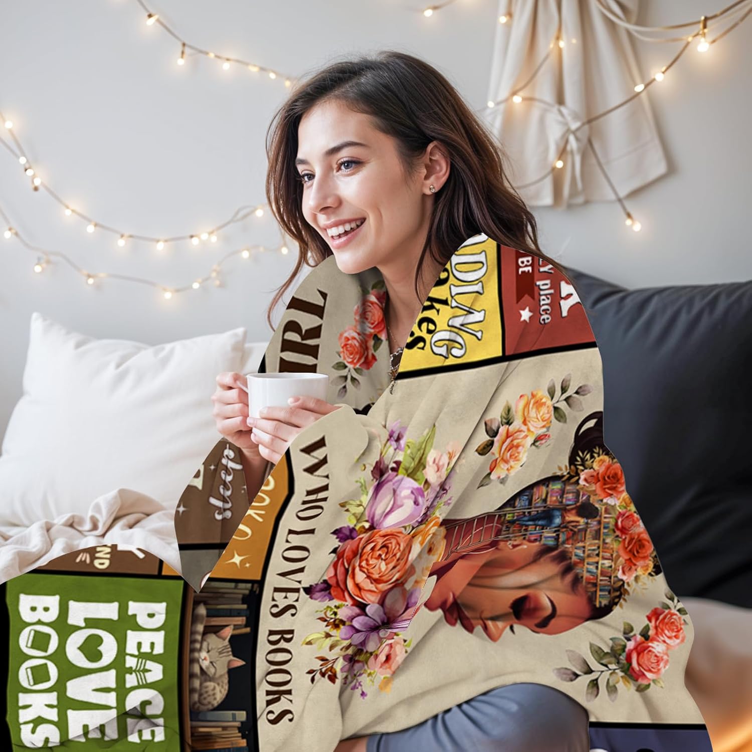 African American Book Blanket Gifts for Book Lovers Reader, Books Reader Gift for Black Women, Librarian Gift, Reading Blanket, Books Lovers Gifts, Bookworm for Birthday Graduation, 60''x80''